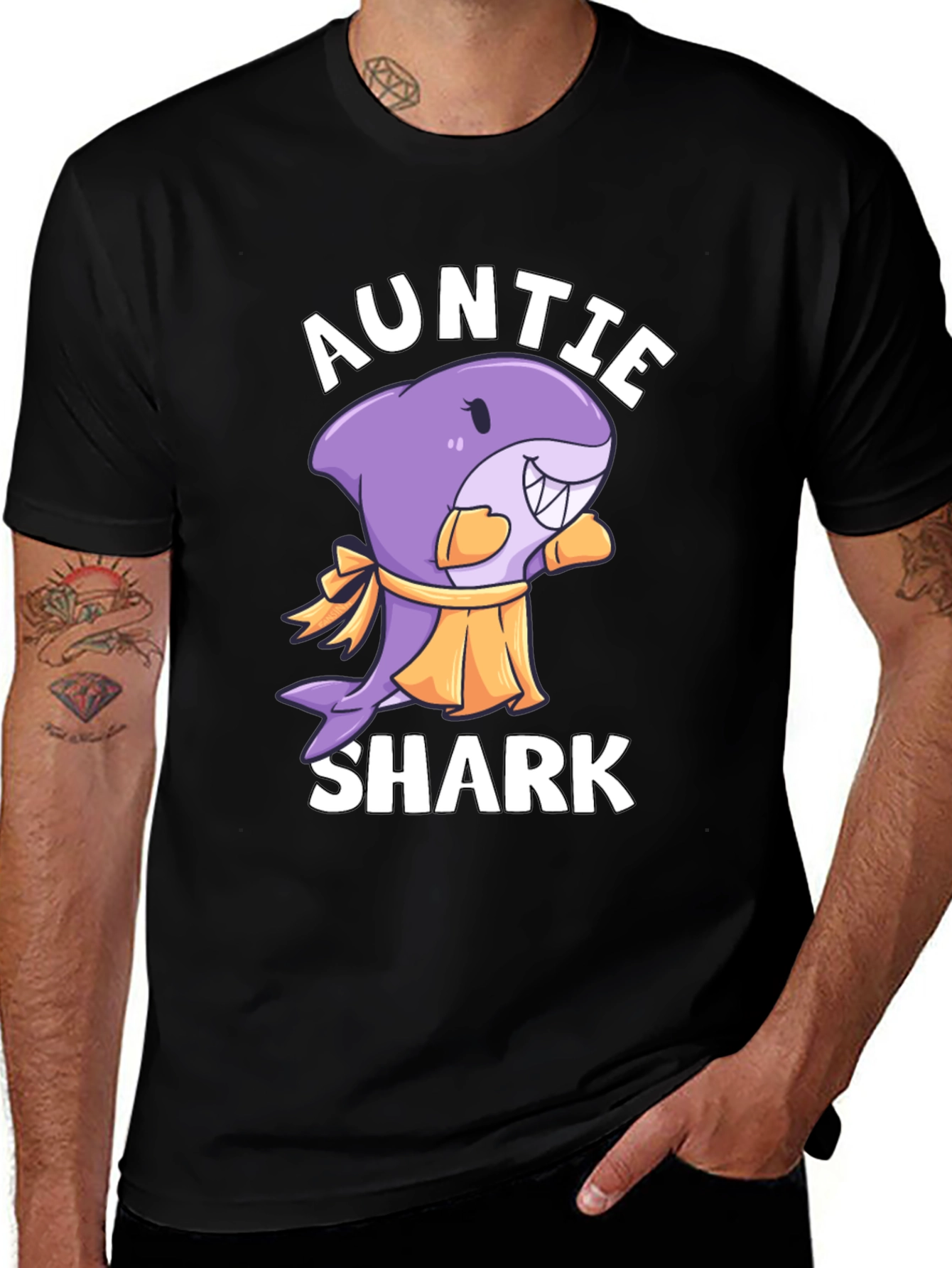 Auntie Shark T-Shirt - Adorable Cartoon Shark Design
