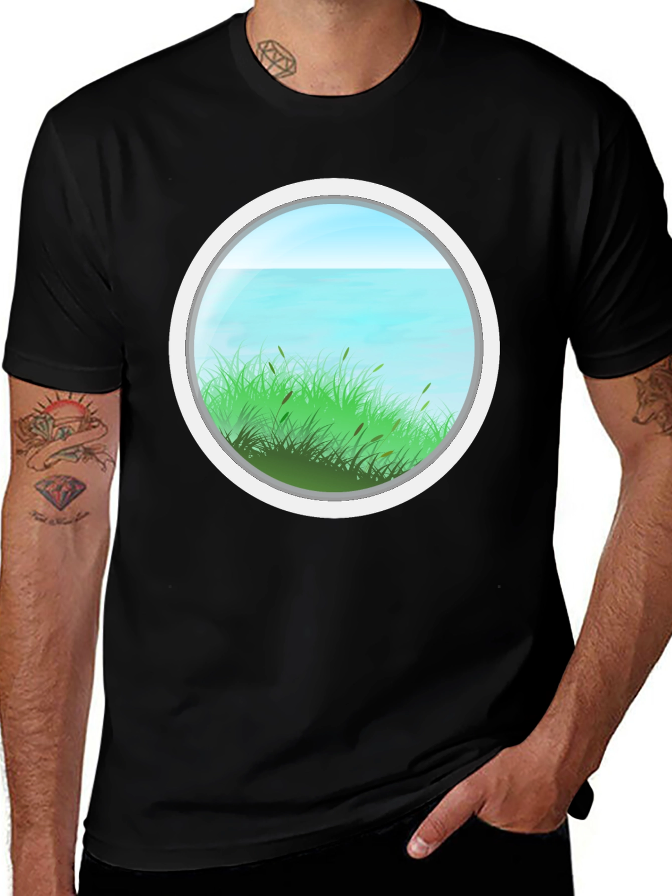 Variant 23 of Nature View Graphic Tee - Black Casual Comfort