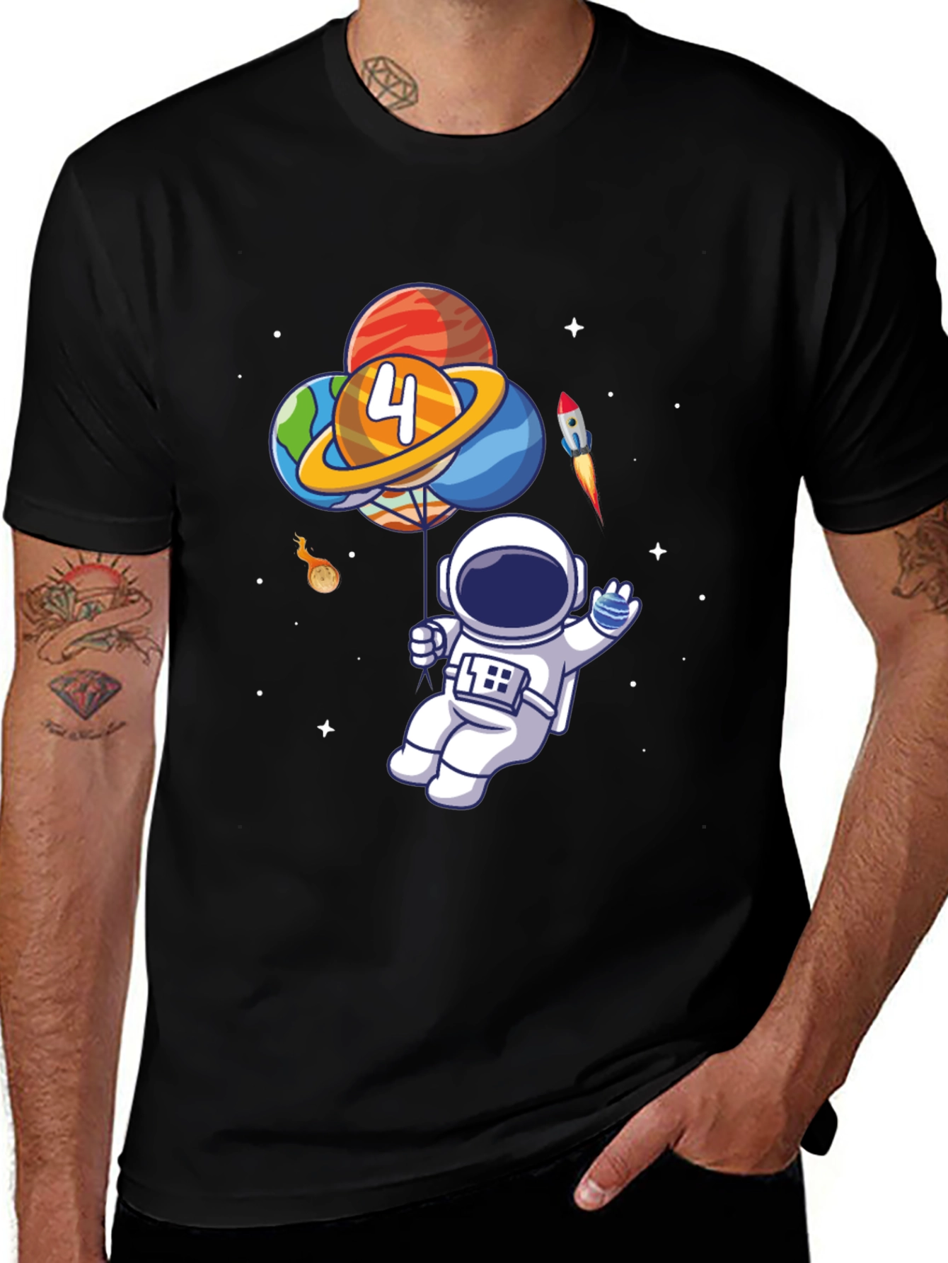 Variant 27 of Astronaut 4th Birthday T-Shirt - Space Theme