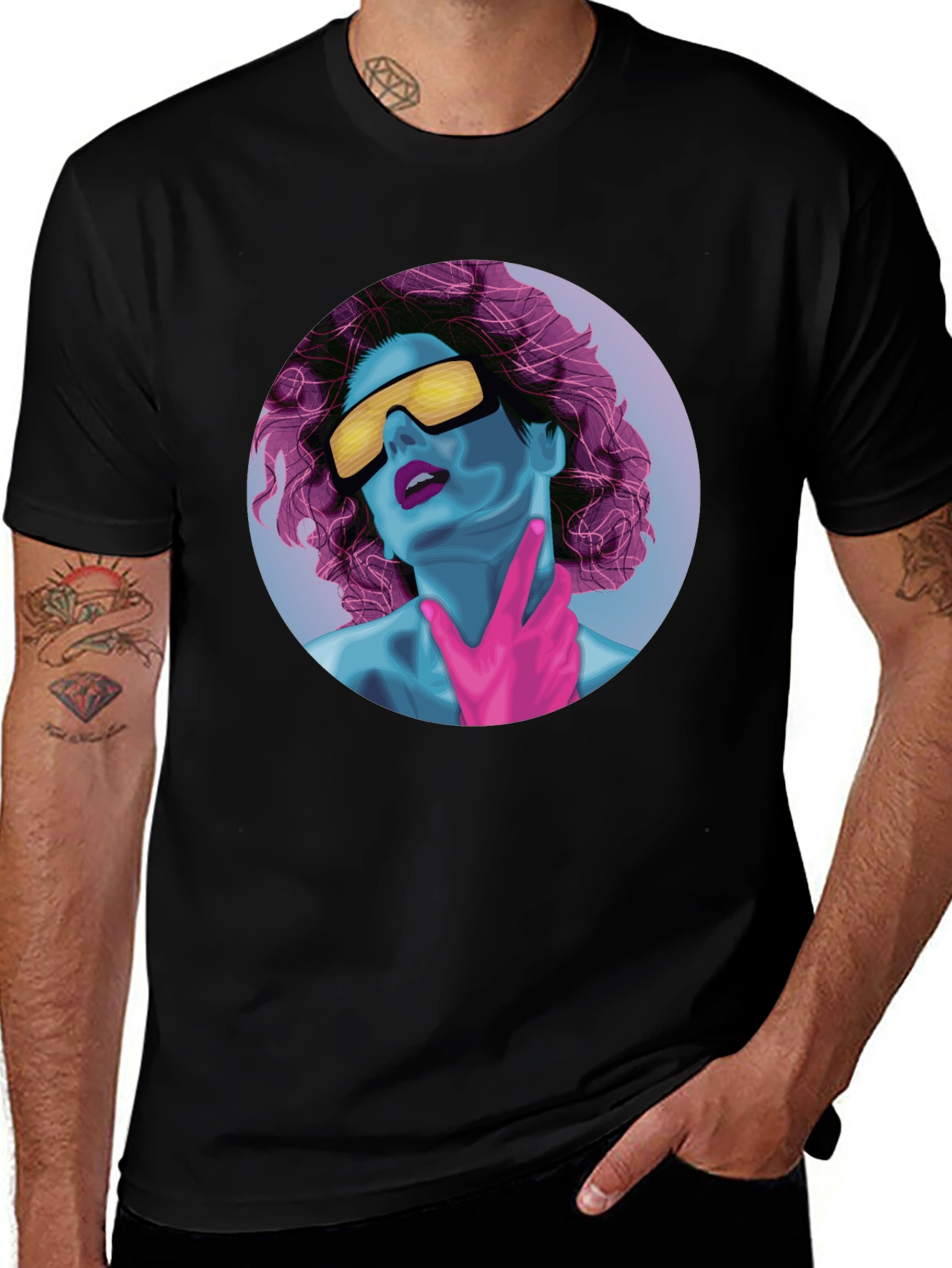 Variant 14 of Retro Synthwave Graphic Tee - Black Cotton T-Shirt