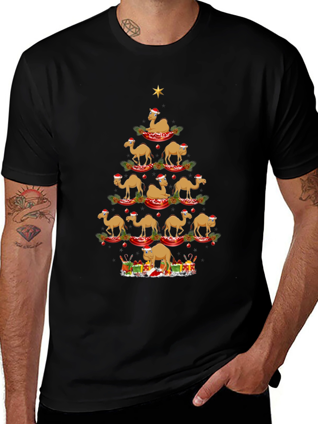 Camel Christmas Tree Graphic T-Shirt