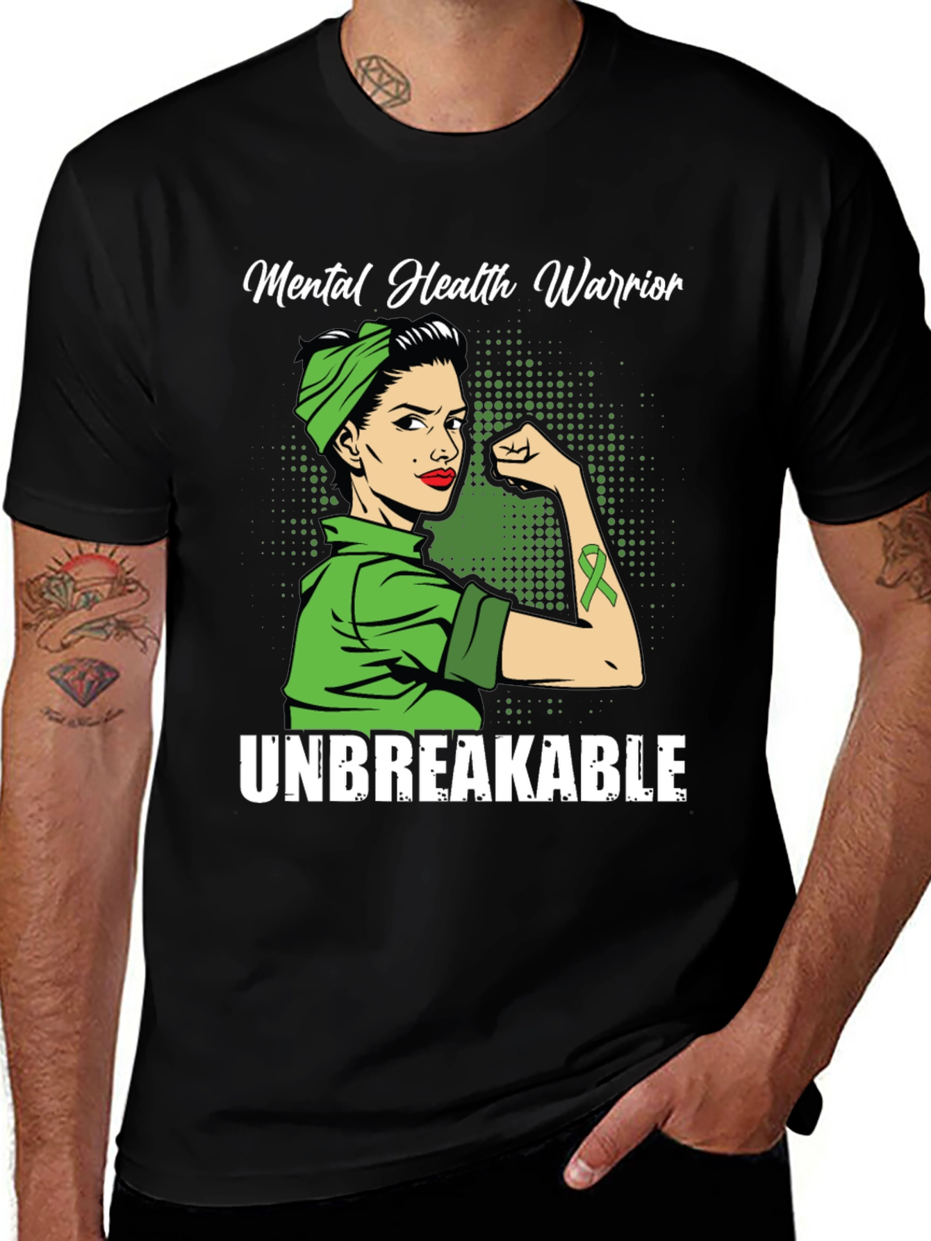 Variant 15 of Mental Health Warrior T-Shirt - Unbreakable Graphic Tee