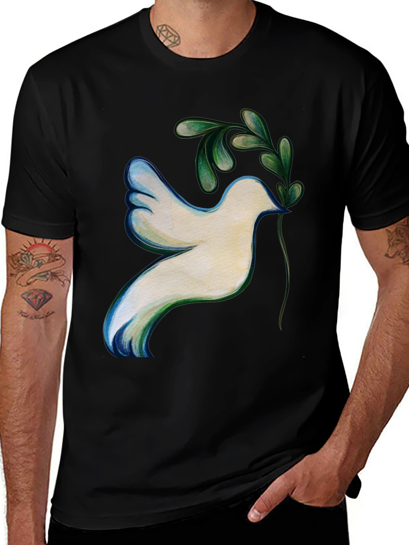 Variant 4 of Dove of Peace Graphic Tee - Unisex Black T-Shirt
