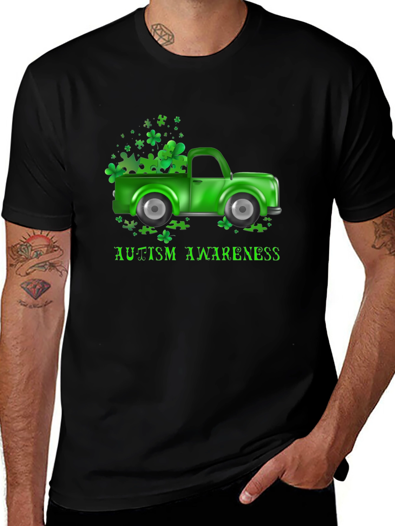 Autism Awareness Green Truck T-Shirt