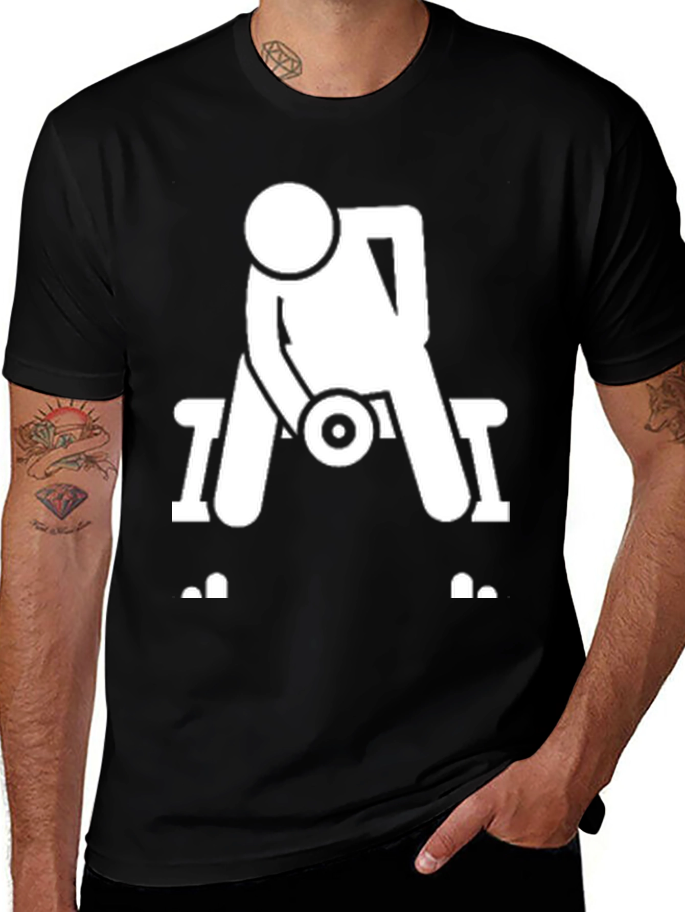 Black Workout Graphic Tee - Dumbbell Bench Press main image