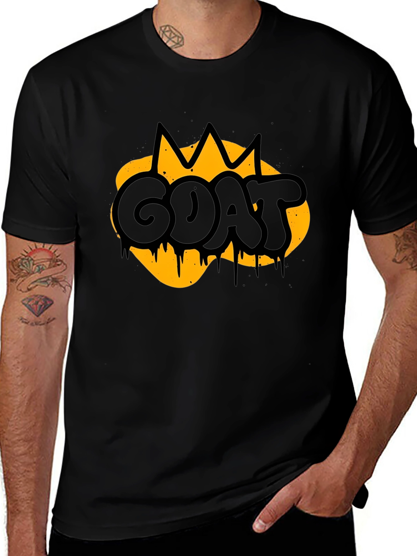 Variant 15 of GOAT Graphic Print Men's Black T-Shirt