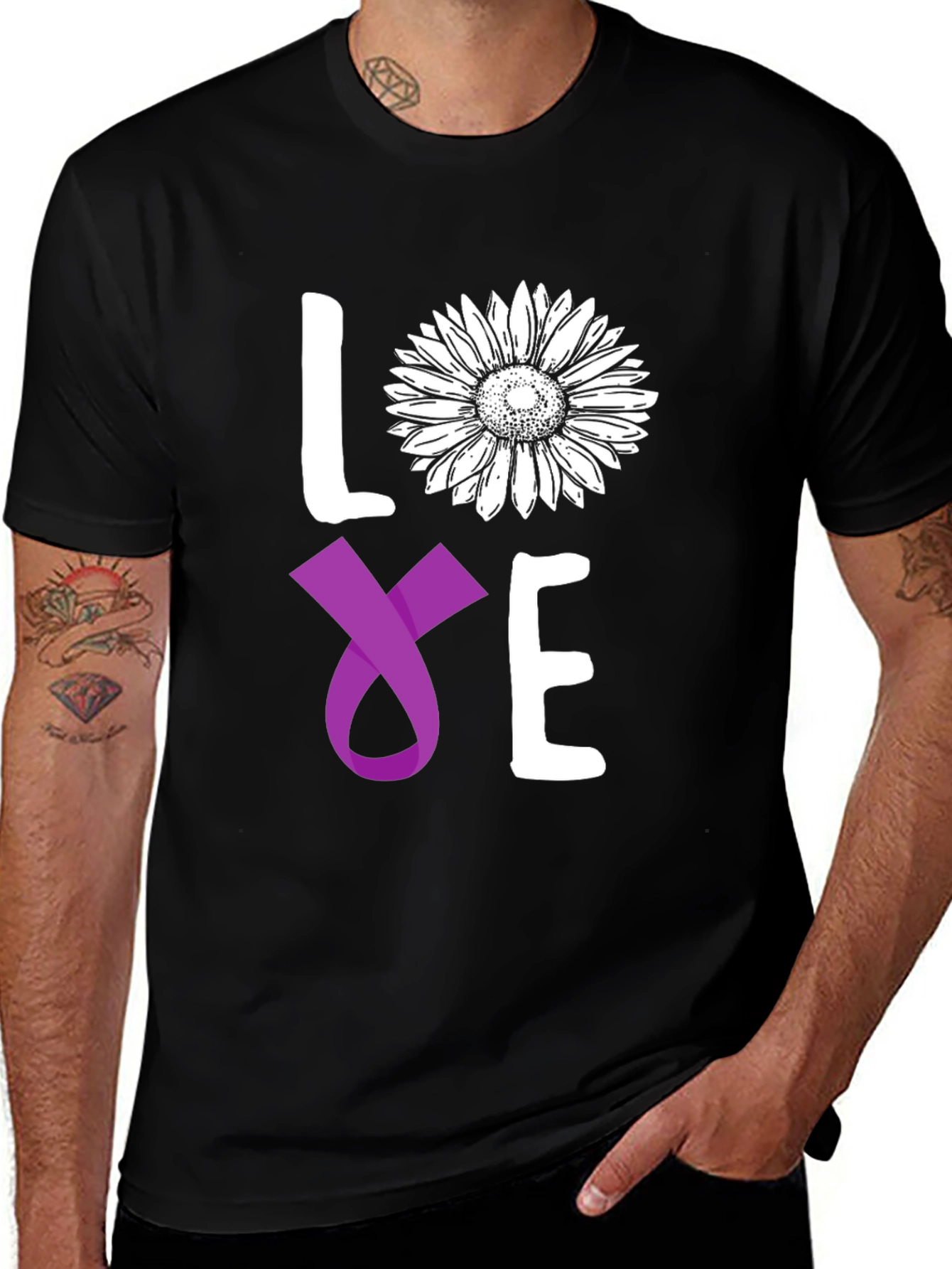 Variant 4 of Love Sunflower Ribbon Graphic Tee