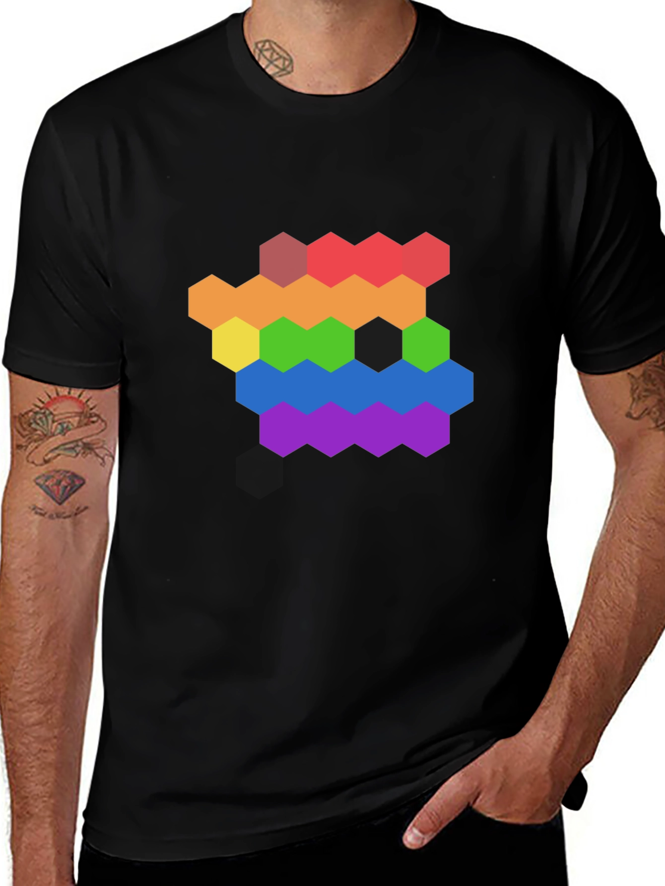 Variant 17 of Rainbow Hexagon Graphic Tee - Pride & Style
