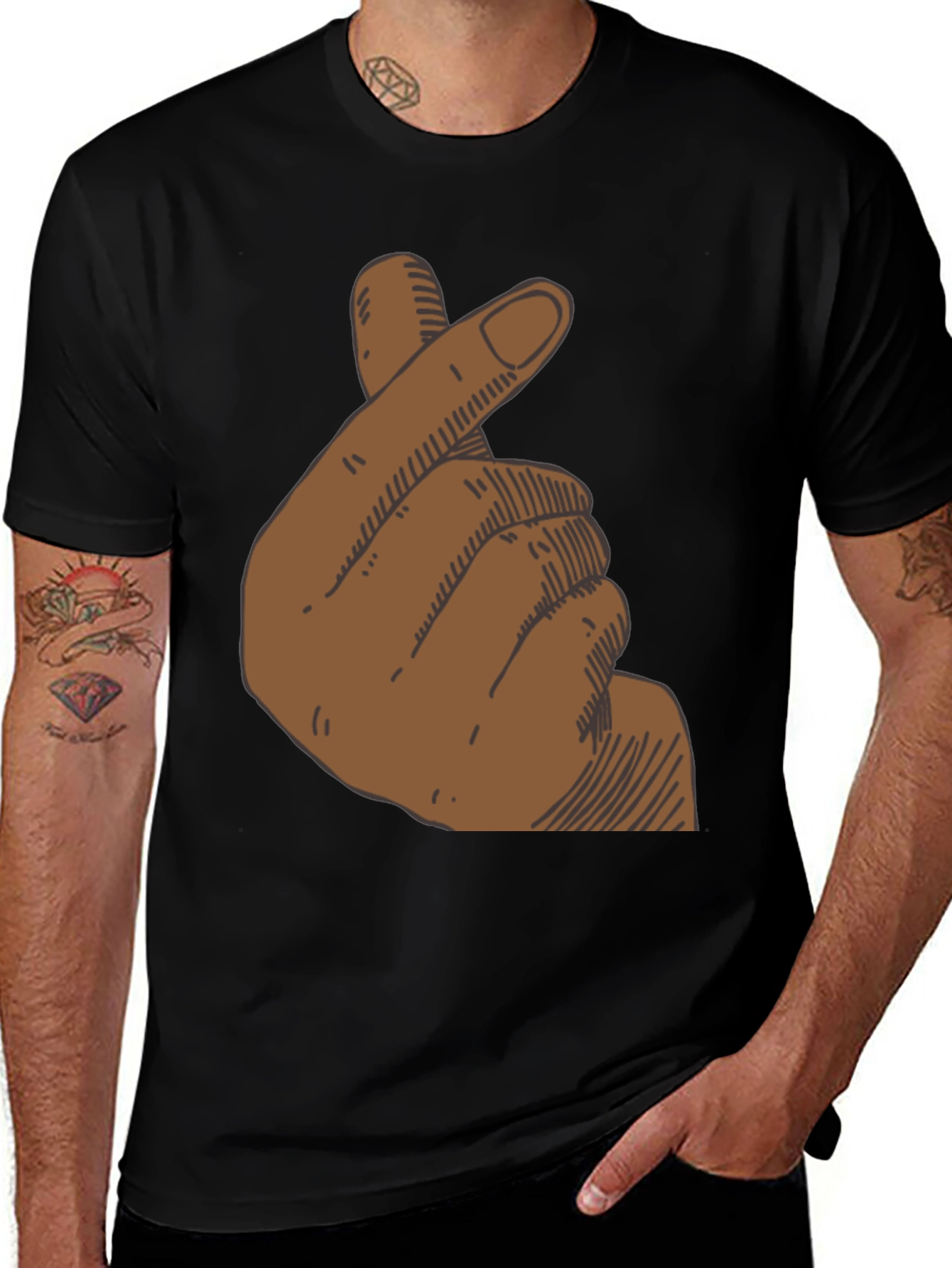 Variant 14 of Finger Heart Graphic T-Shirt - Black