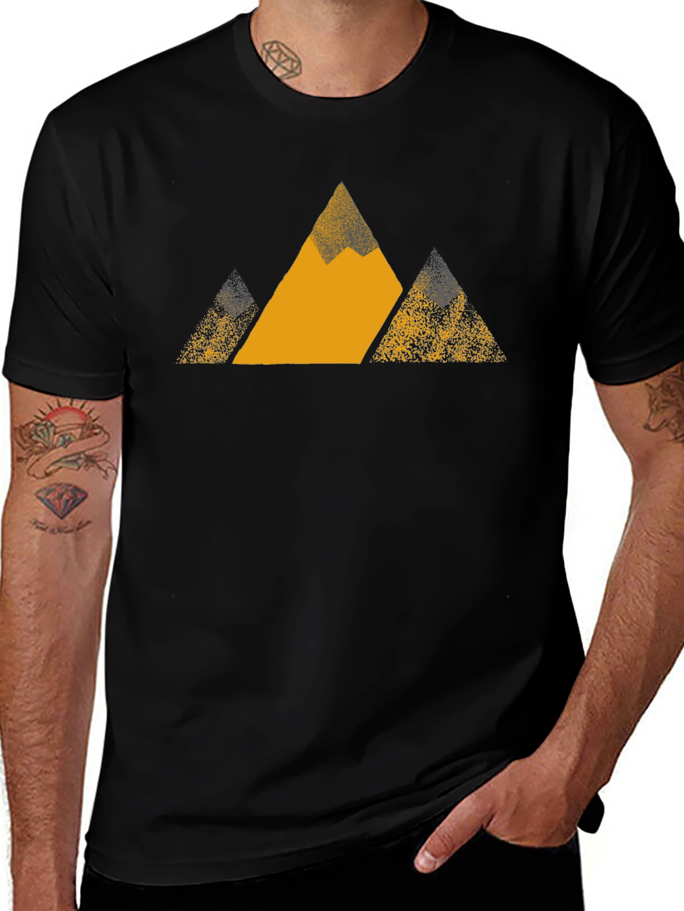 Variant 21 of Mountain Graphic Tee - Black Cotton Blend Comfort Fit