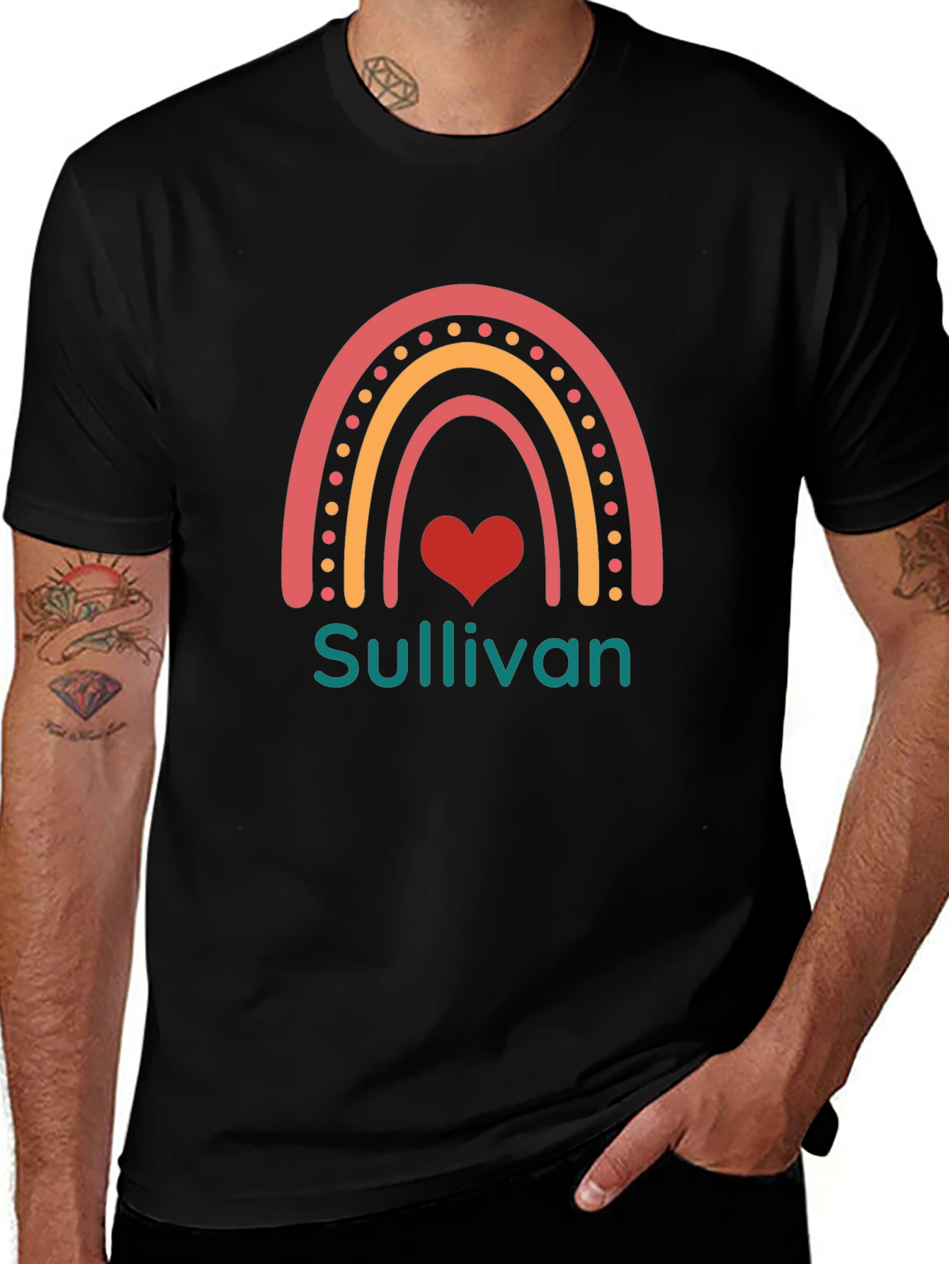 Variant 16 of Sullivan Rainbow Heart Graphic Black T-Shirt