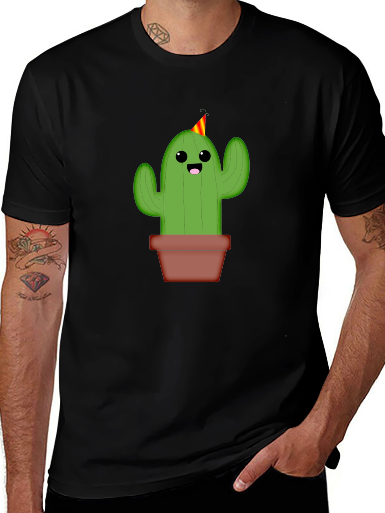 Variant 14 of Cute Cactus Graphic Tee - Black