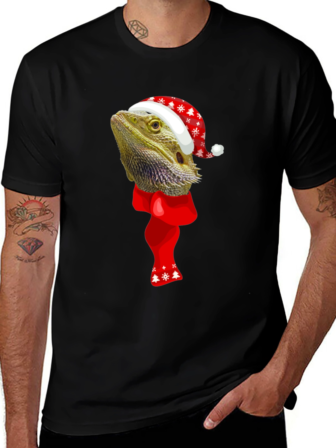 Variant 28 of Festive Bearded Dragon Christmas T-Shirt