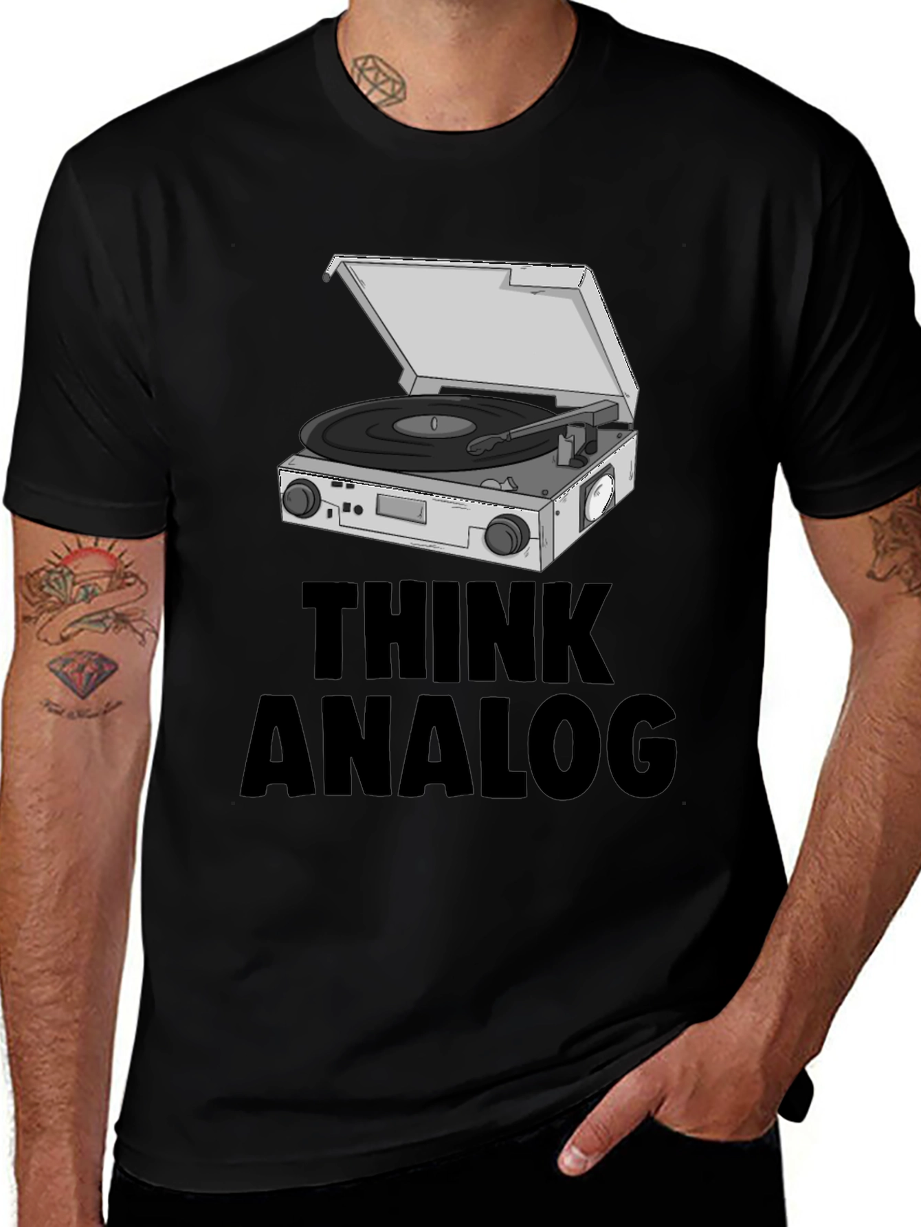 Variant 22 of Think Analog Graphic T-Shirt - Vintage Style