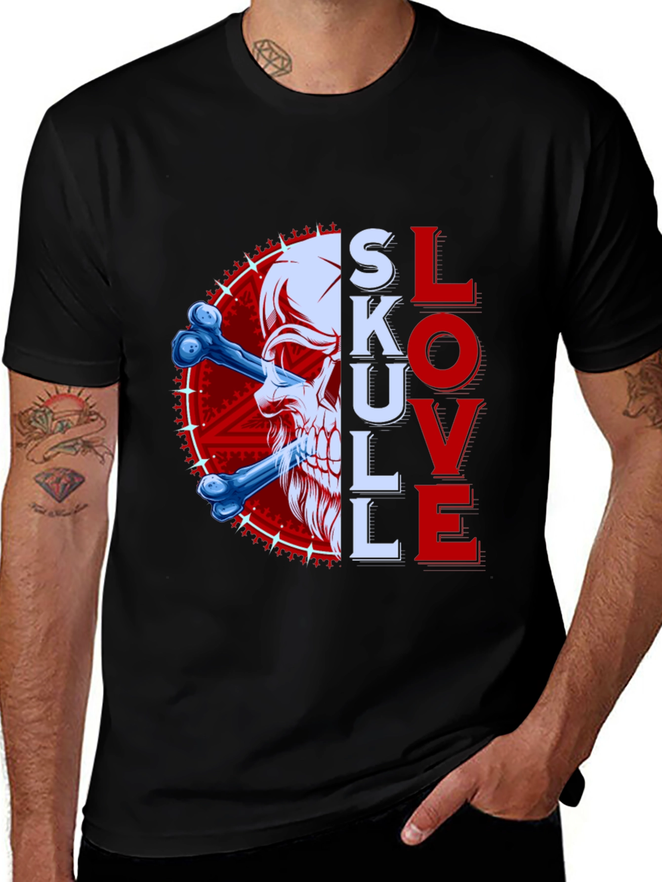 Variant 9 of Skull & Bones Graphic Tee - Love and Death Shirt