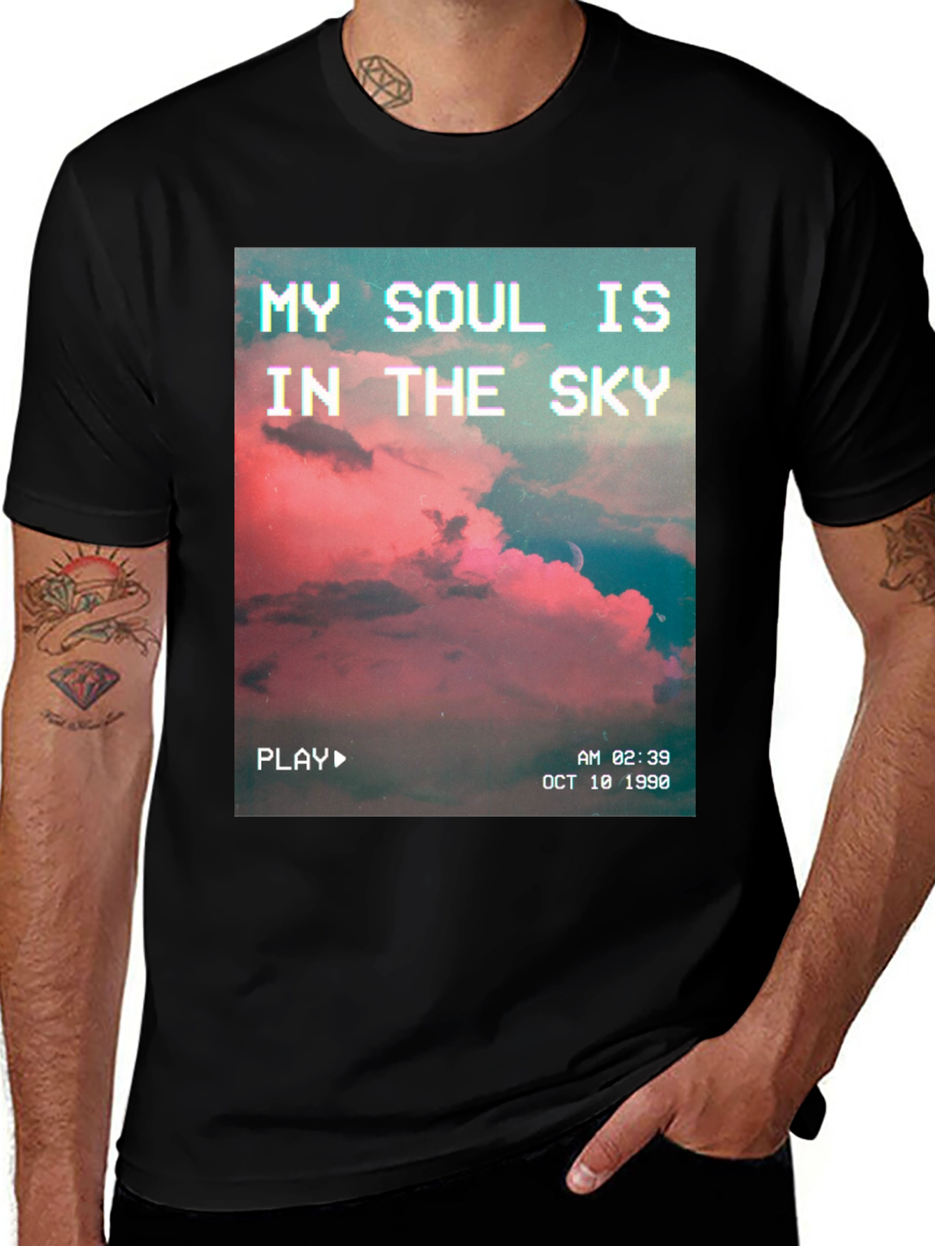 Variant 28 of Soul in the Sky Graphic Tee - Retro VHS Style