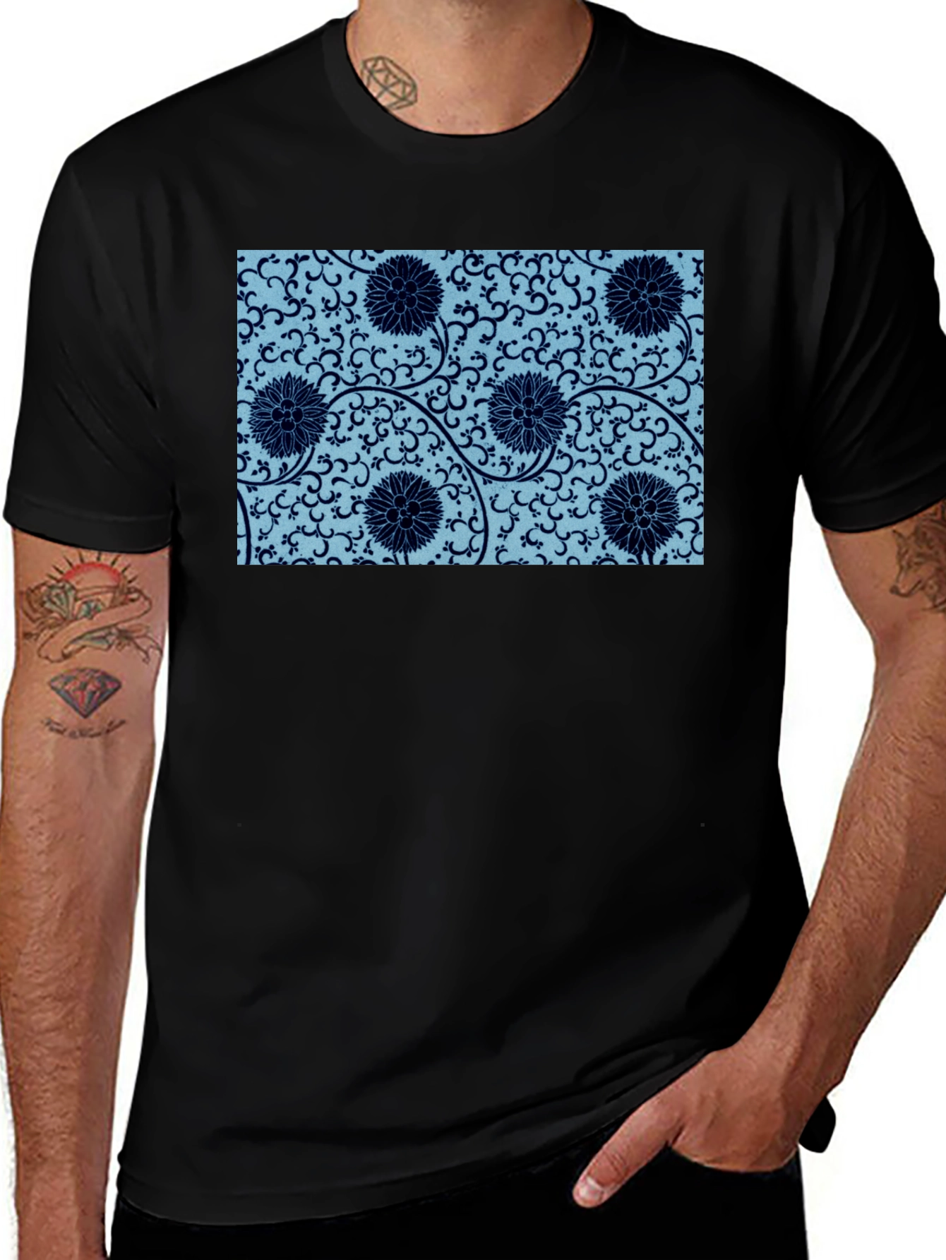 Variant 4 of Floral Pattern T-Shirt - Unique Botanical Design