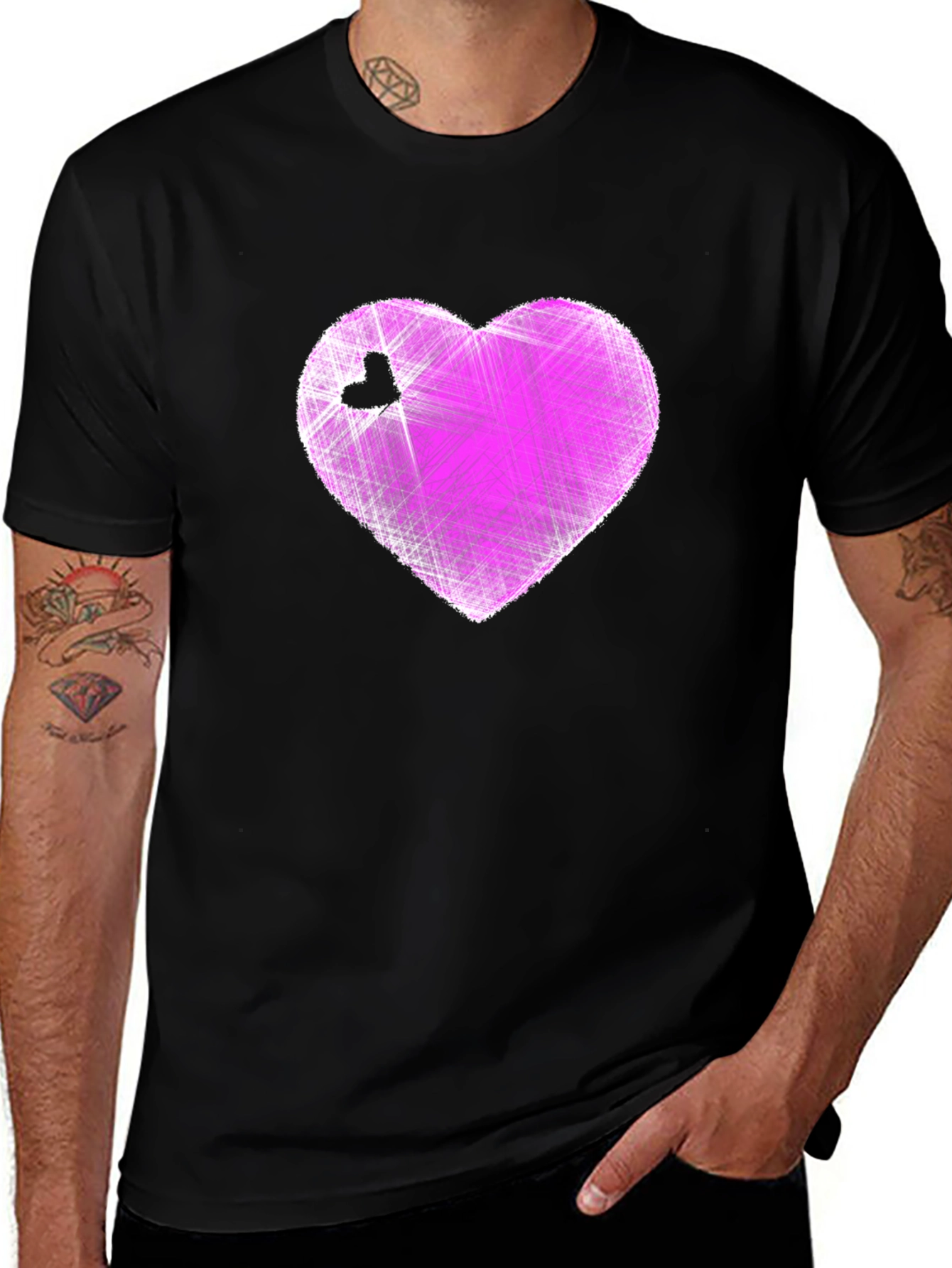 Variant 26 of Heart Graphic Black T-Shirt - Modern Casual Tee