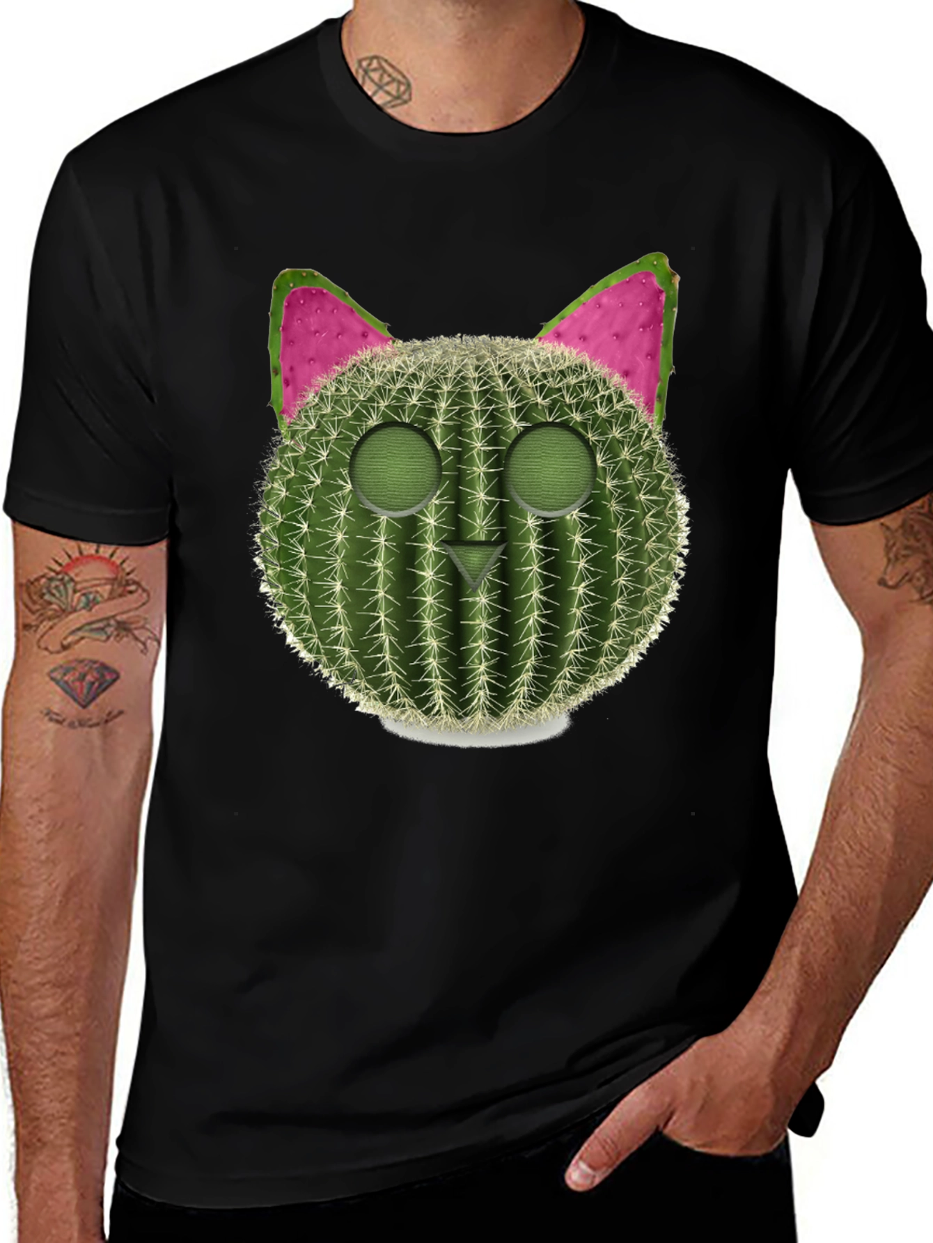 Variant 12 of Cactus Cat Graphic Tee - Trendy & Unique
