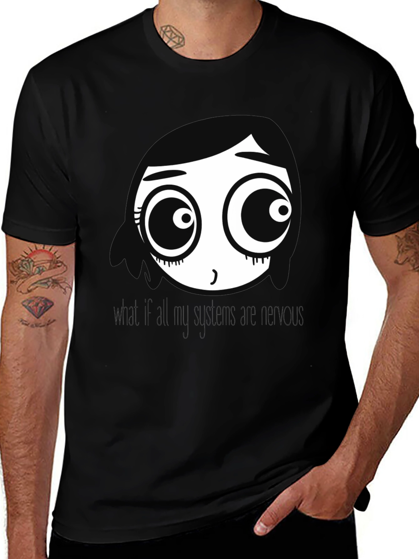 Variant 11 of Cartoon Face Black T-Shirt