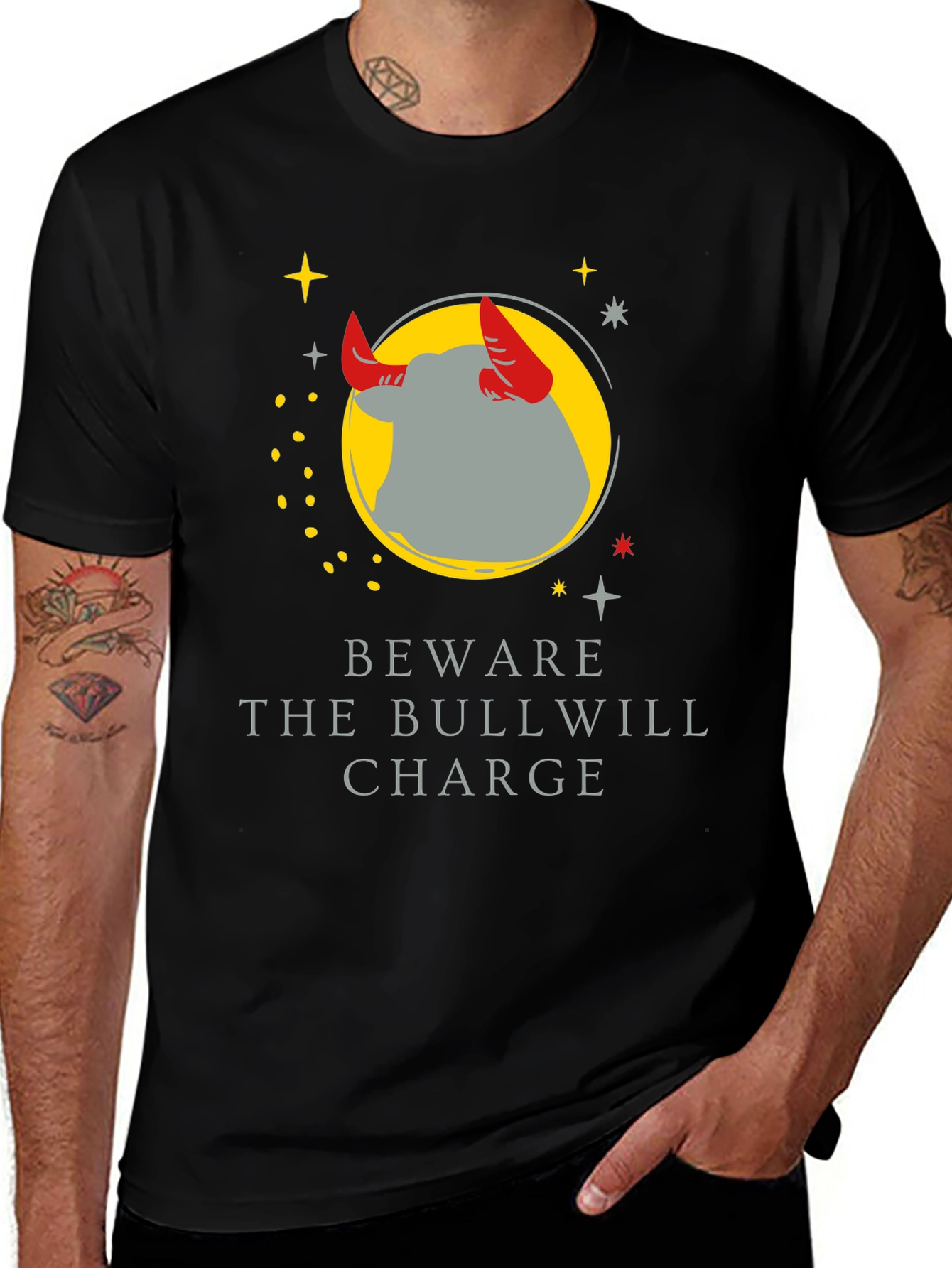 Black Beware the Bullwill Charge Graphic Tee main image