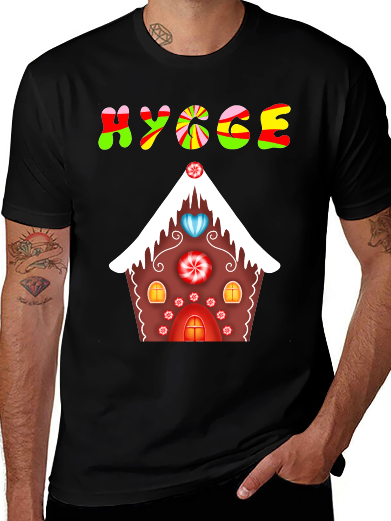 Hygge Gingerbread House Graphic Tee - Festive Comfort
