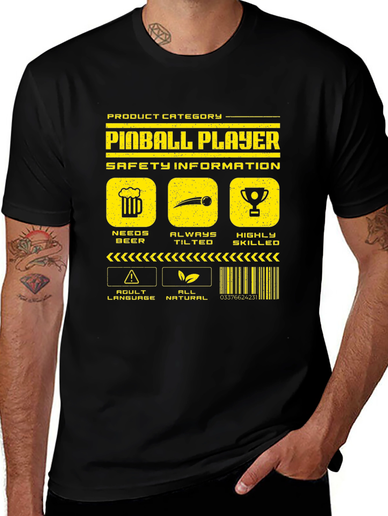 Variant 28 of Pinball Player Safety Info Graphic T-Shirt