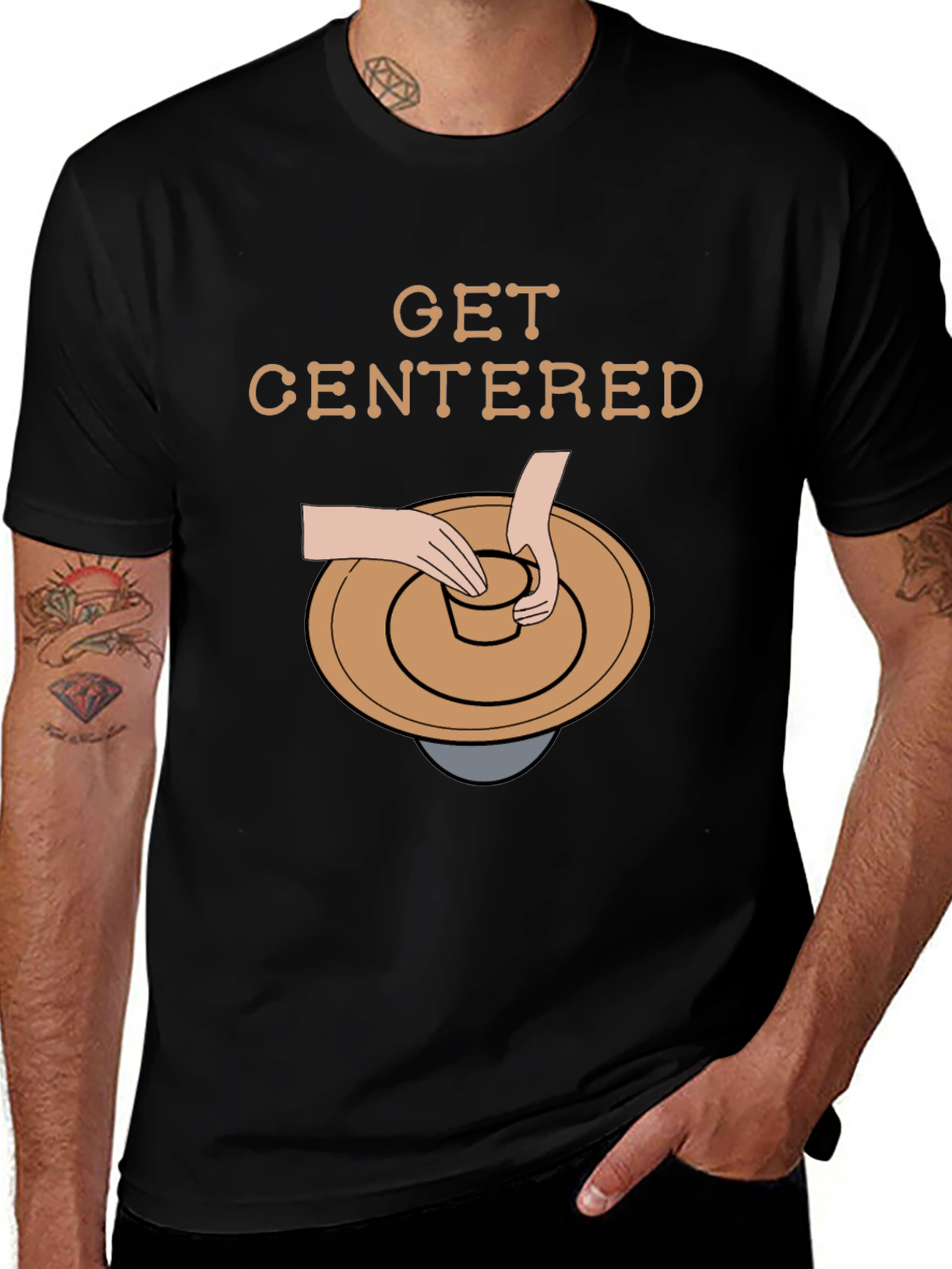Variant 6 of Get Centered Pottery Design Black T-Shirt