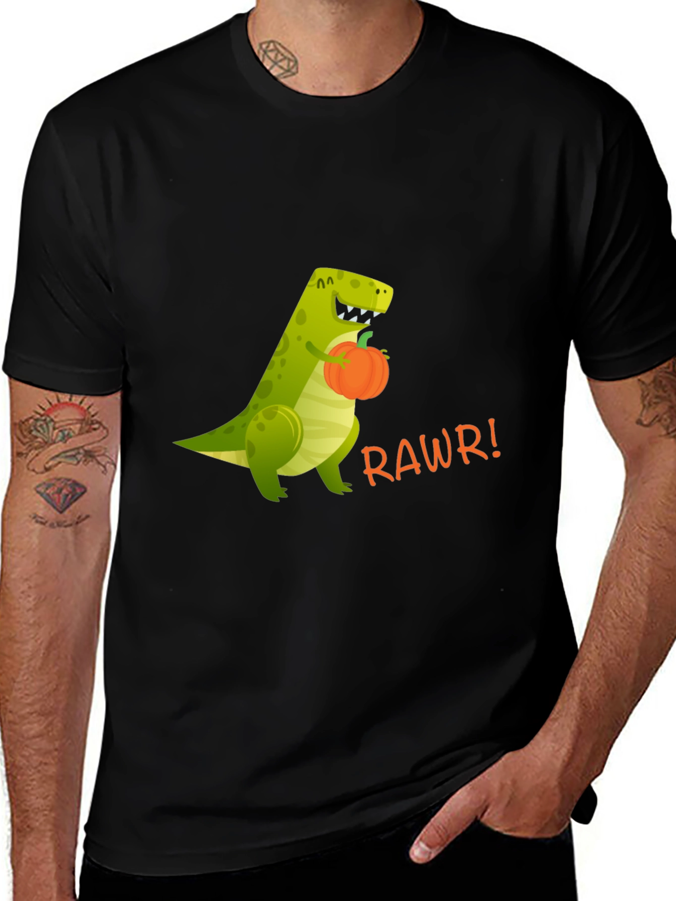 Variant 11 of Dino RAWRS for Pumpkins - Funny Graphic T-Shirt