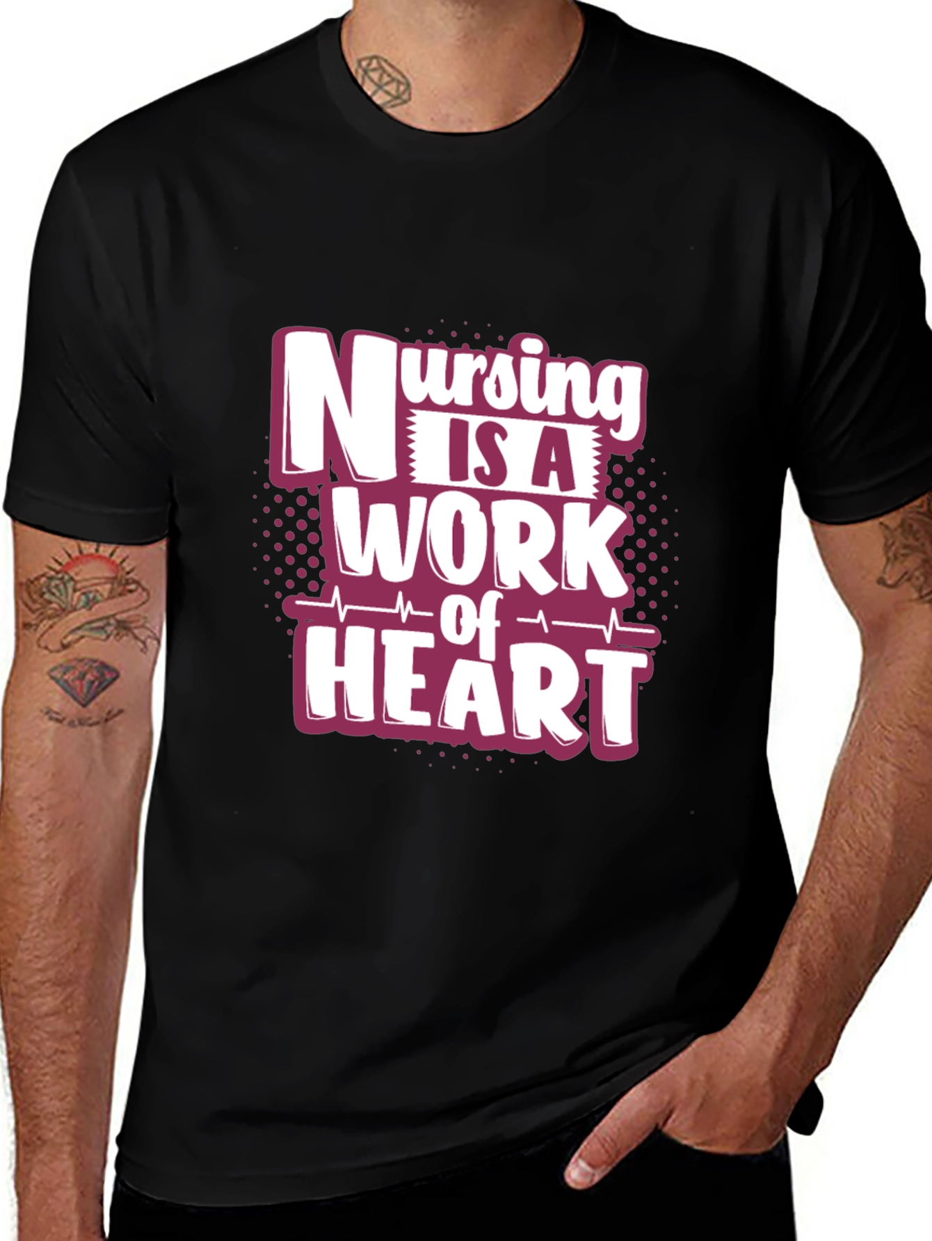 Variant 20 of Nursing is a Work of Heart Graphic T-Shirt