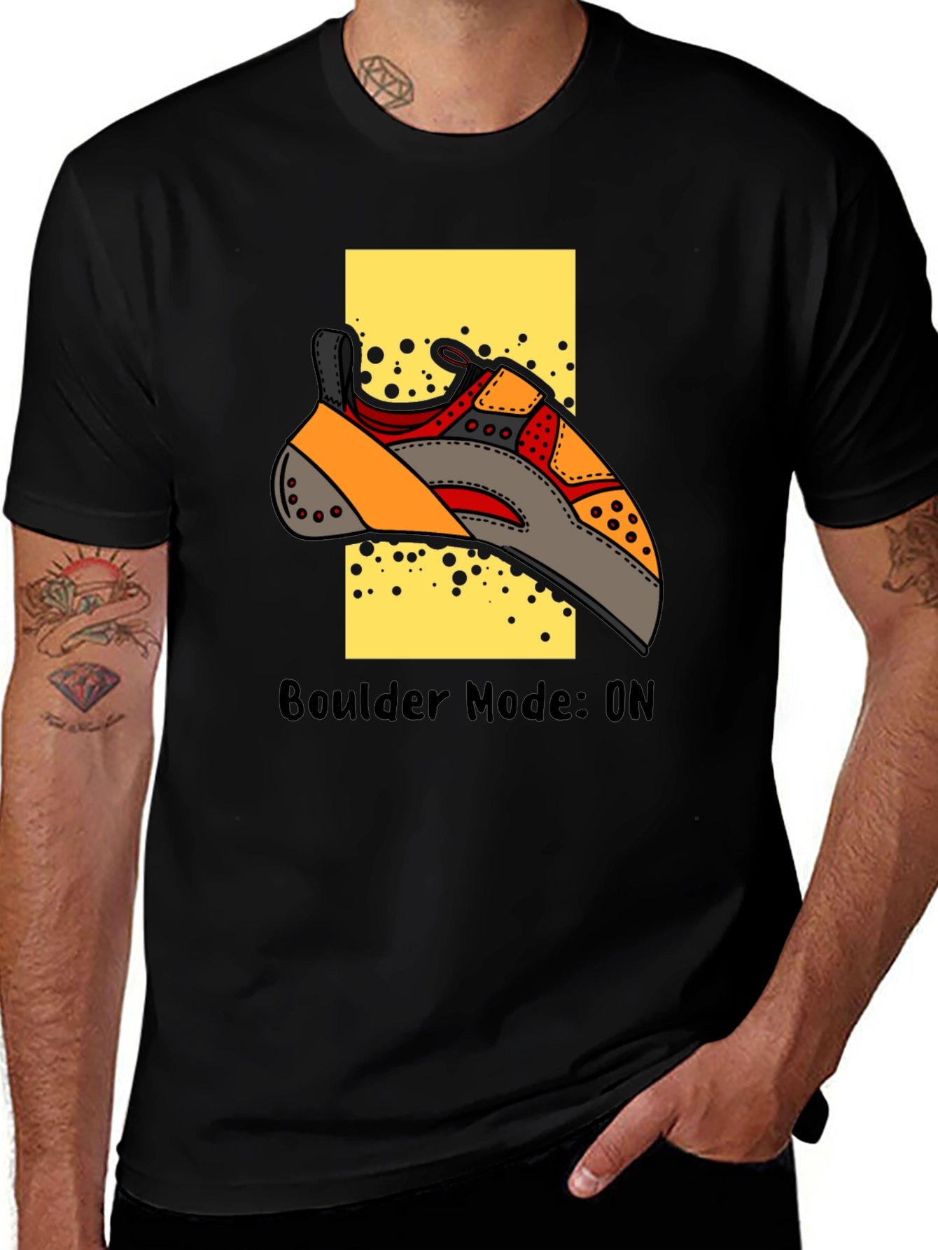 Variant 28 of Boulder Mode On Climbing T-Shirt - Black Cotton Tee