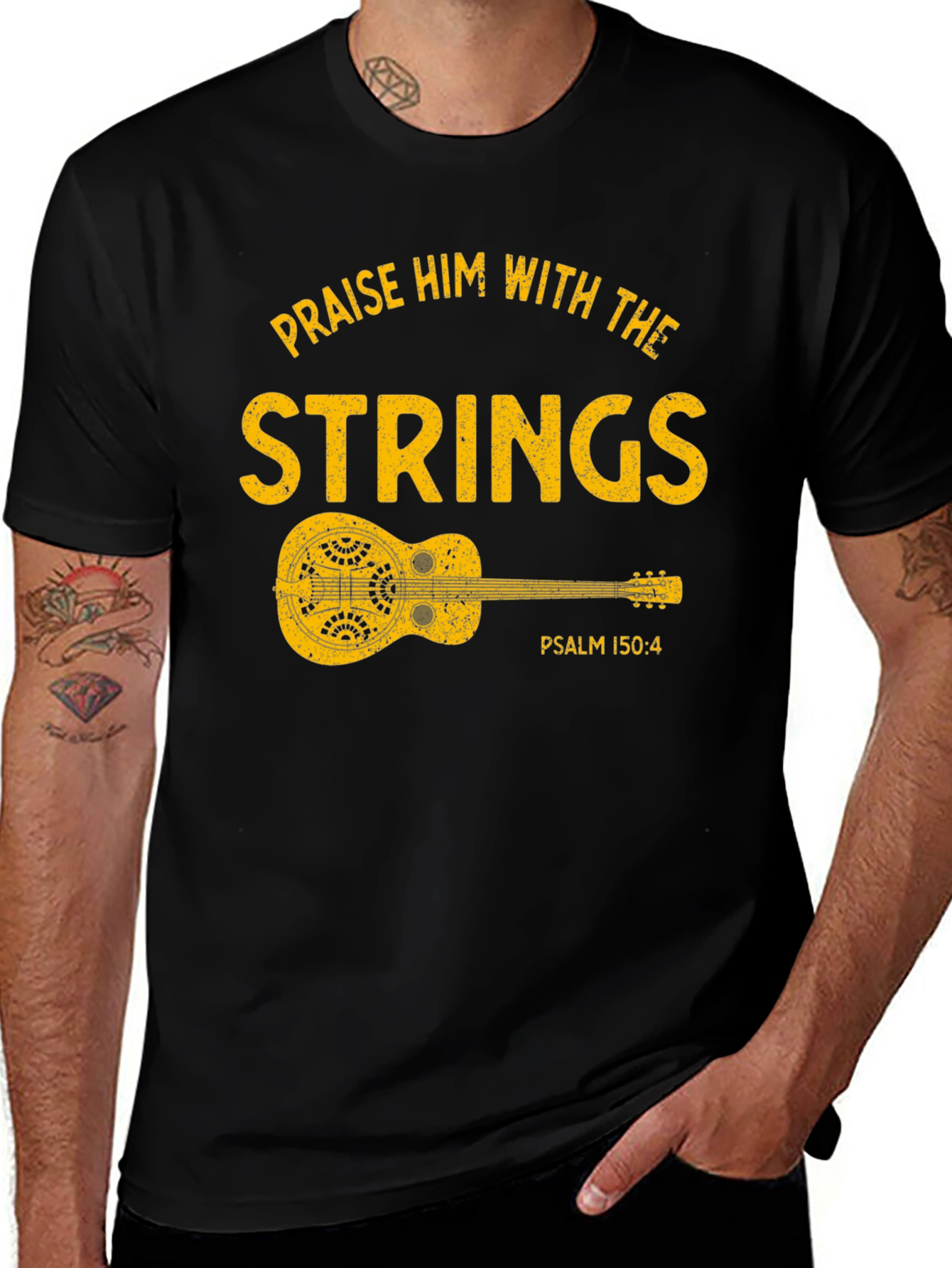 Variant 14 of Praise Him with Strings T-Shirt, Religious Guitar Tee