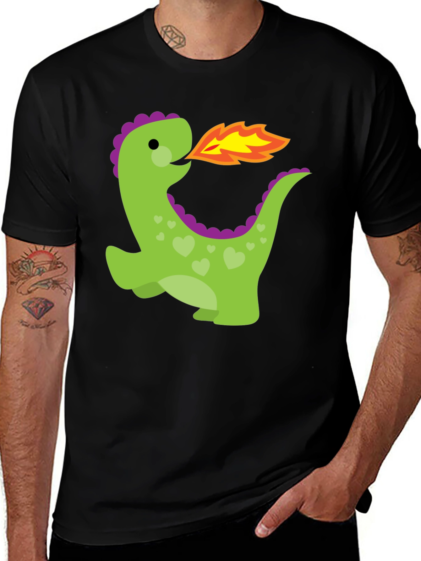 Variant 21 of Cute Dinosaur Fire Breath Graphic T-Shirt