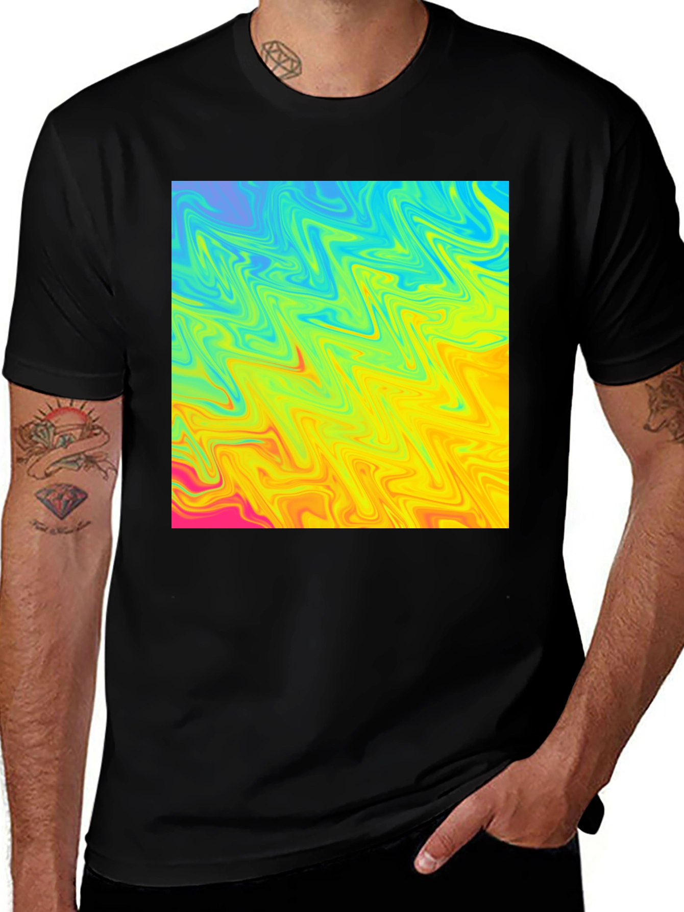 Variant 4 of Psychedelic Wave Black T-Shirt