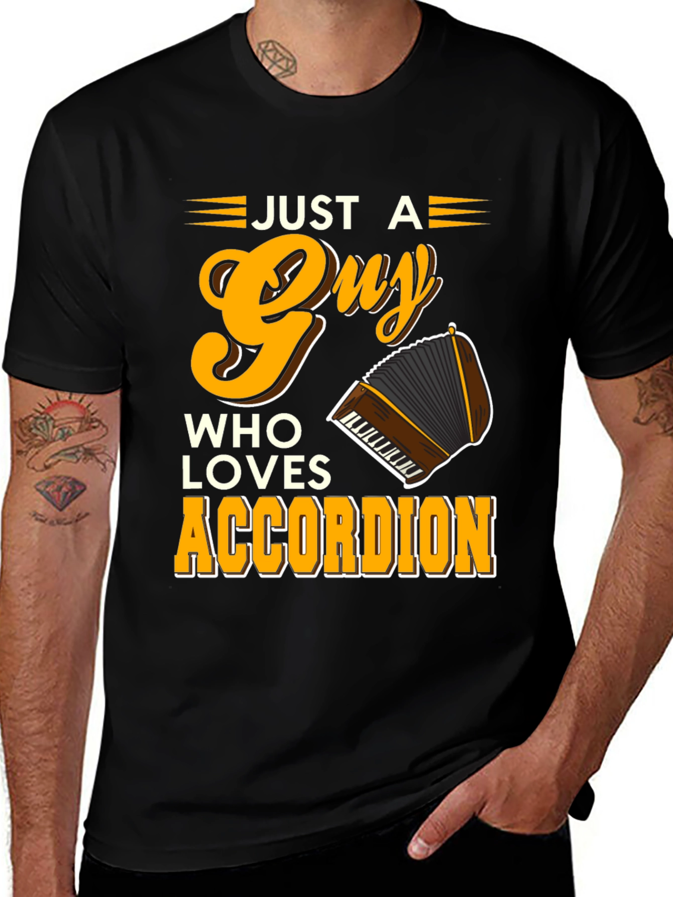 Just A Guy Who Loves Accordion Black T-Shirt