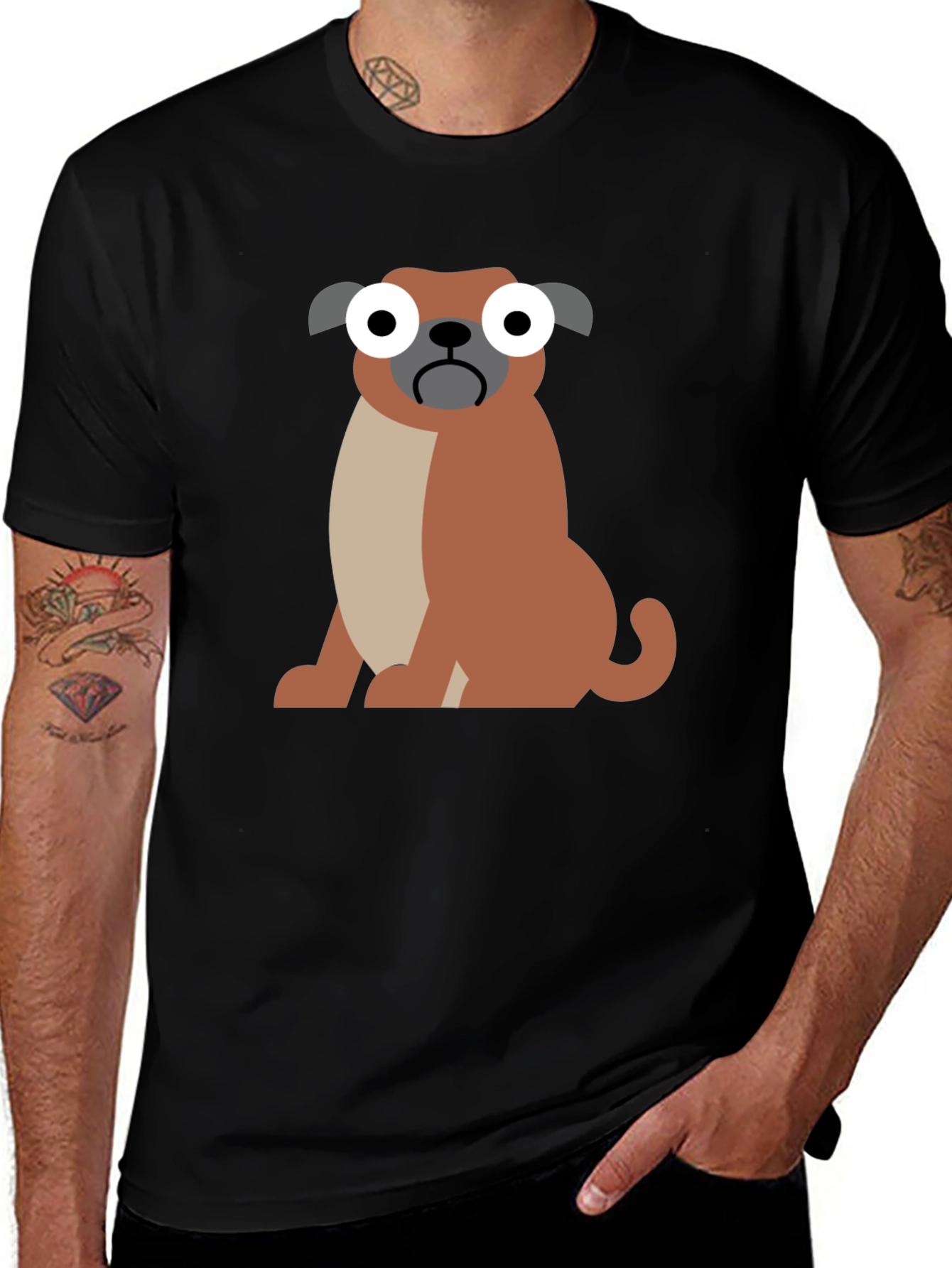 Variant 28 of Sad Dog Graphic T-Shirt - Unisex Black Tee