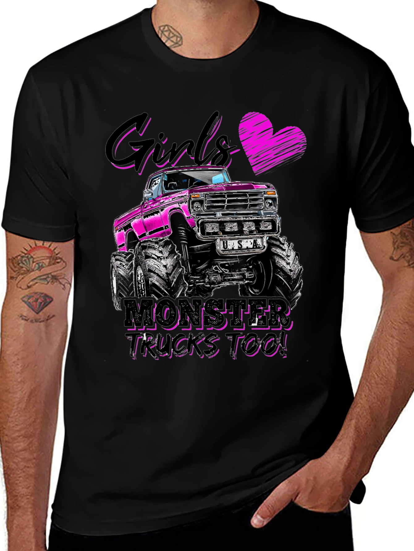 Variant 8 of Girls Monster Trucks Too! Graphic Tee