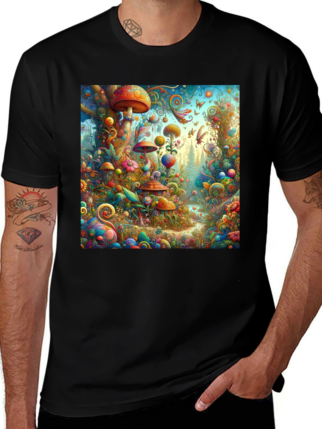 Variant 24 of Psychedelic Mushroom Forest Graphic Tee