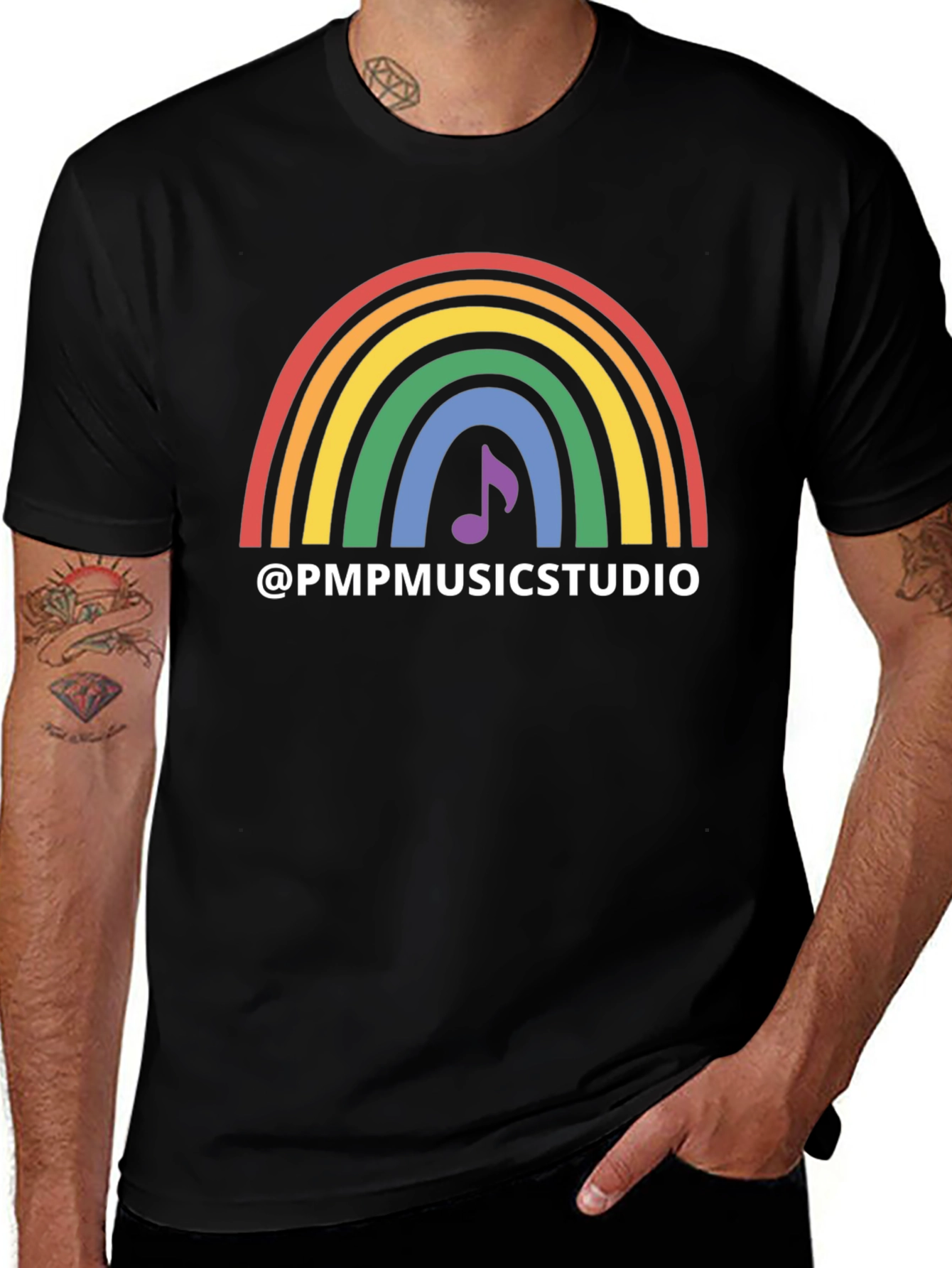 Variant 16 of Rainbow Music Studio Black T-Shirt