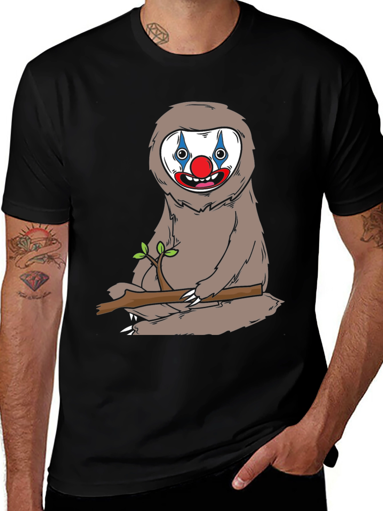 Variant 6 of Clown Sloth Graphic Tee - Novelty Print T-Shirt