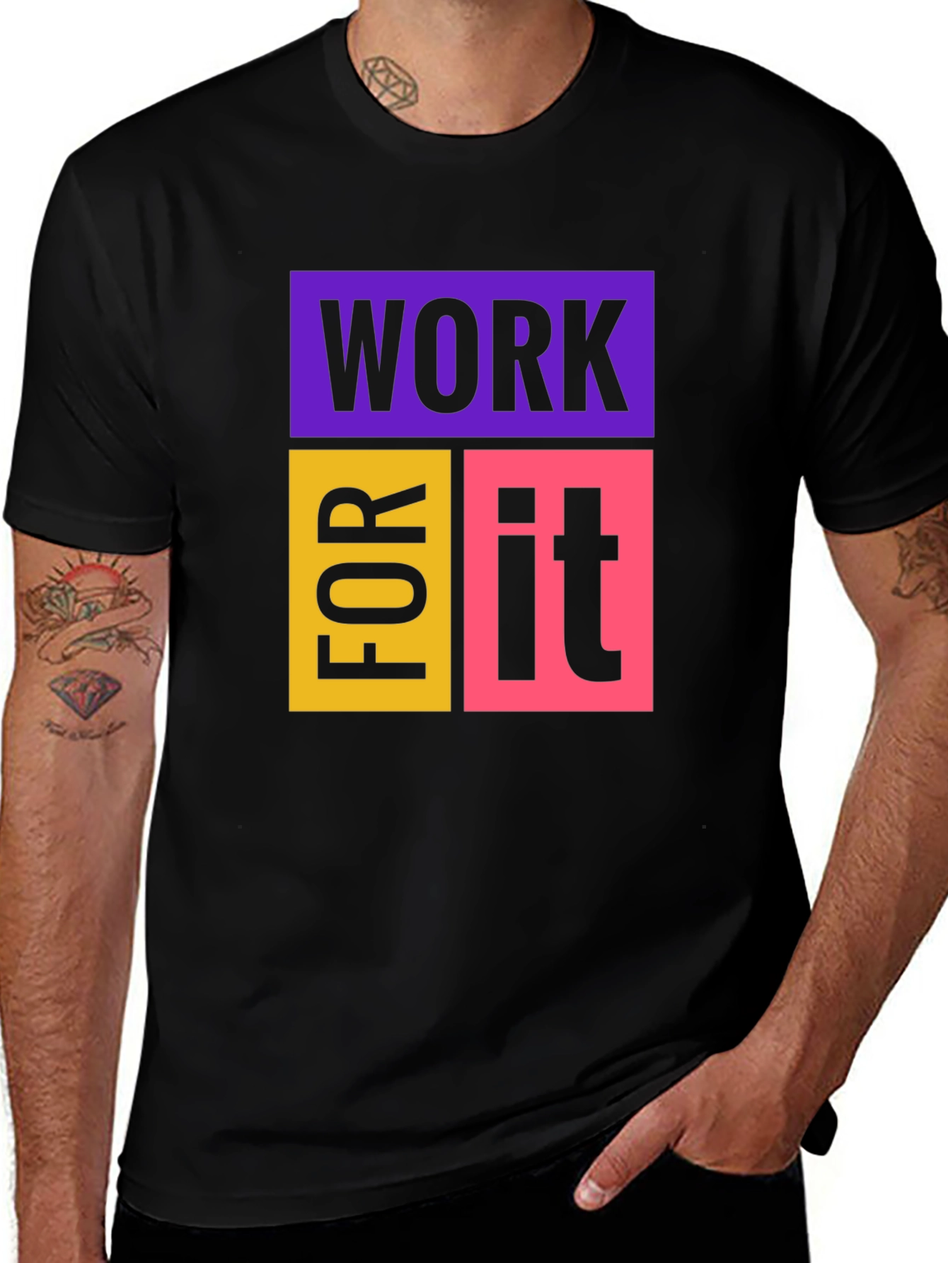 Variant 19 of Work For It Graphic Tee - Black