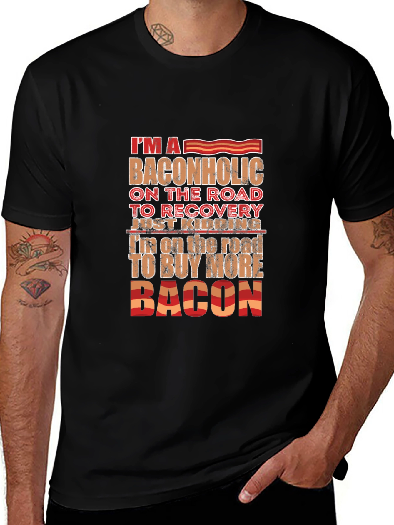 Variant 15 of Baconholic T-Shirt - Funny Bacon Lover Tee