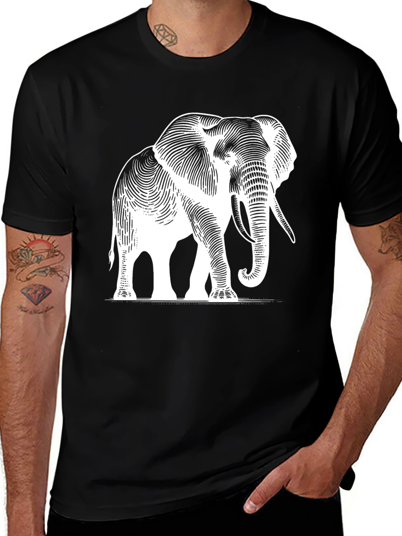 Variant 10 of Elephant Graphic Tee - Black Cotton T-Shirt