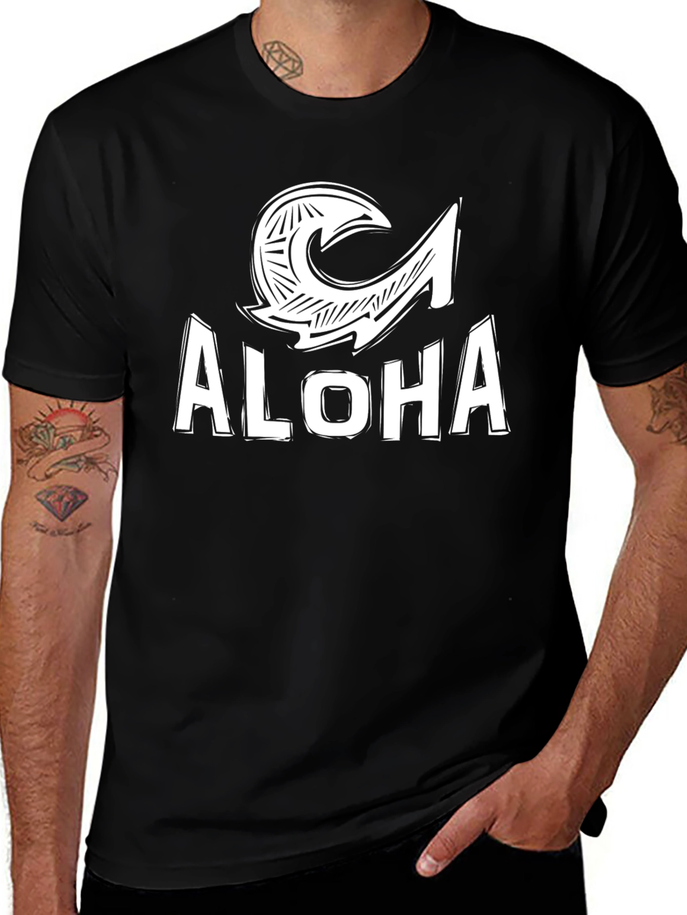 Aloha Graphic Tee - Black Cotton Blend