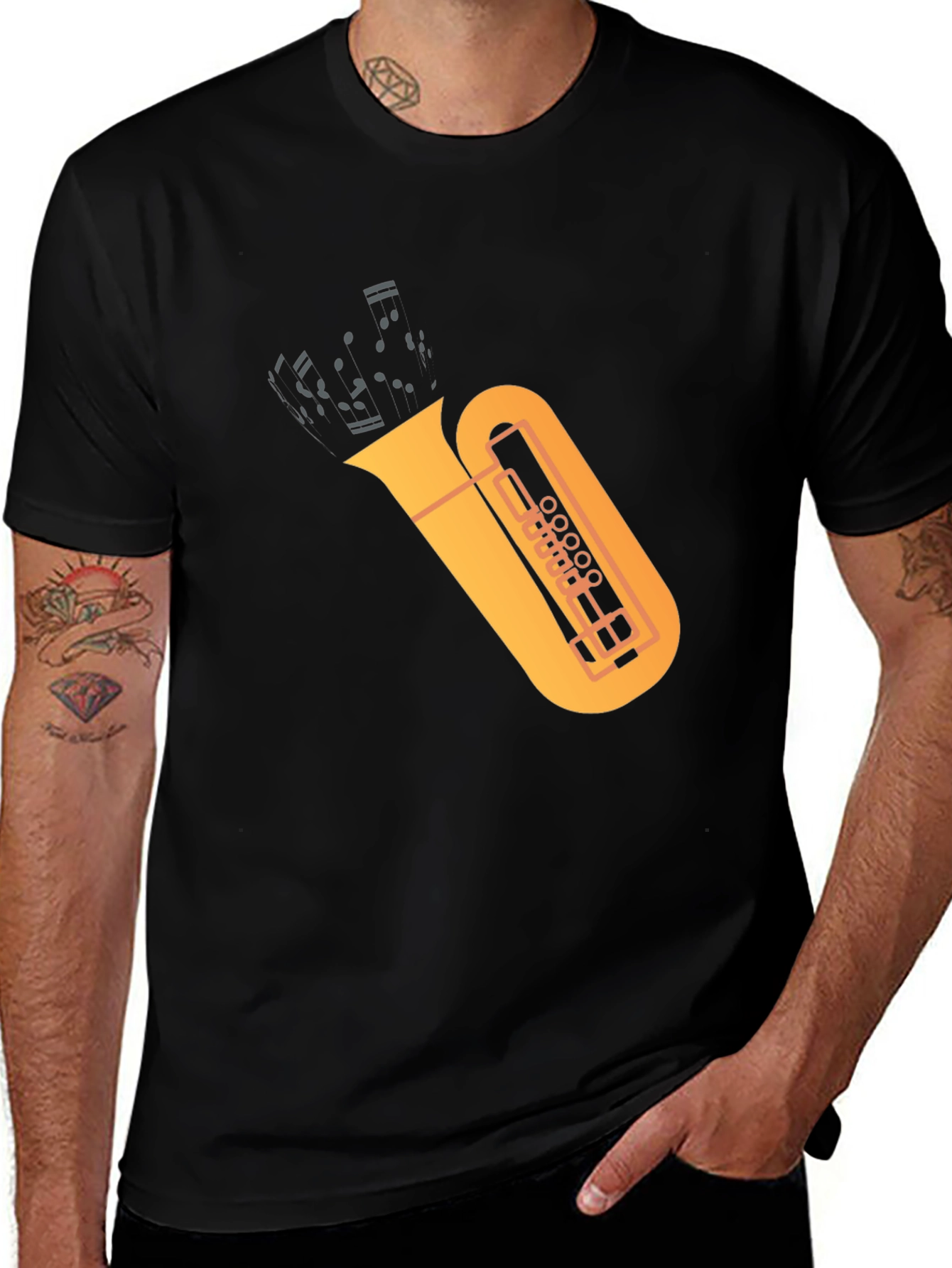 Variant 22 of Tuba Graphic Tee - Music Lover's Black T-Shirt
