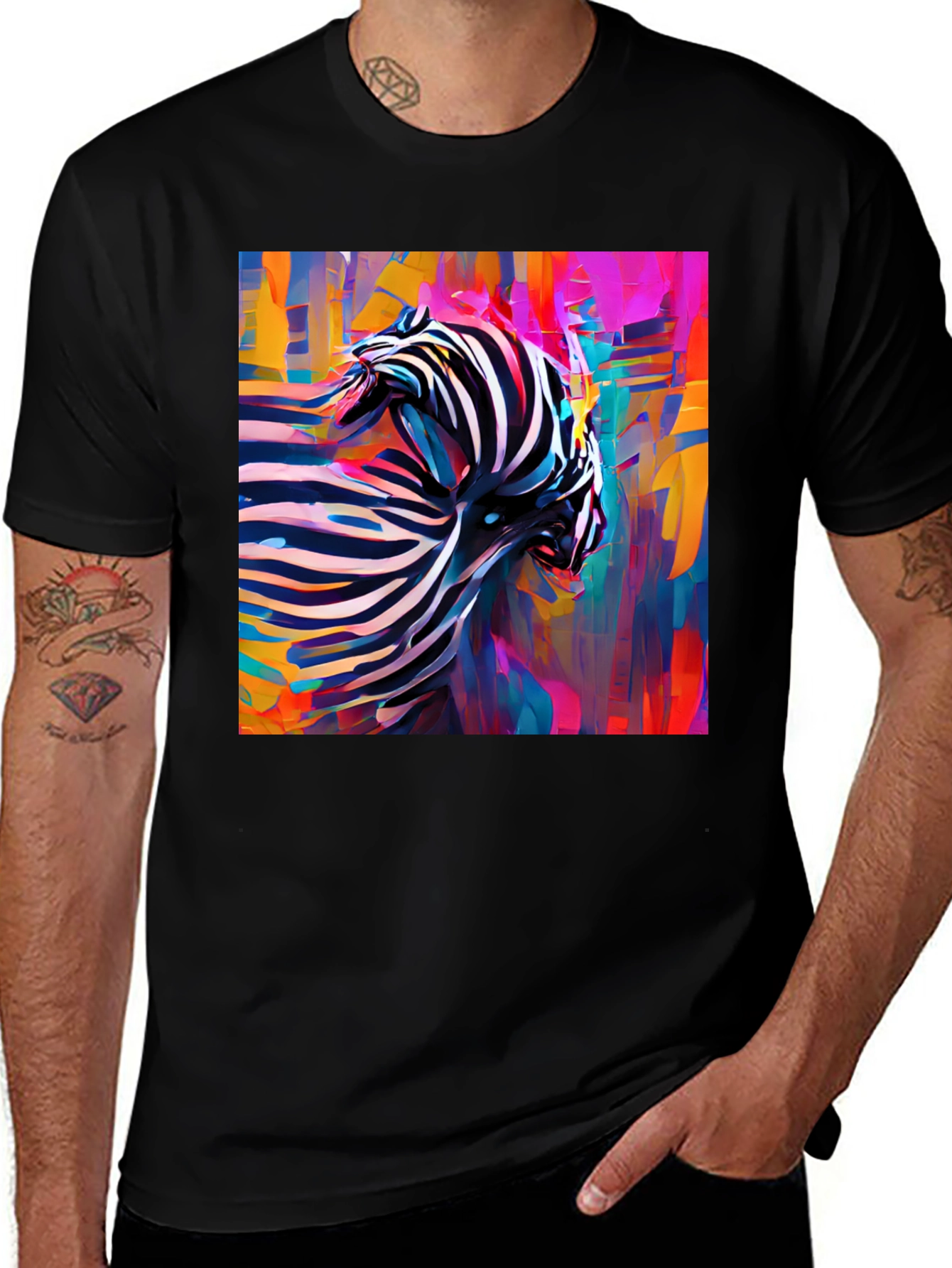 Variant 2 of Abstract Zebra Graphic Tee - Stylish Black T-Shirt