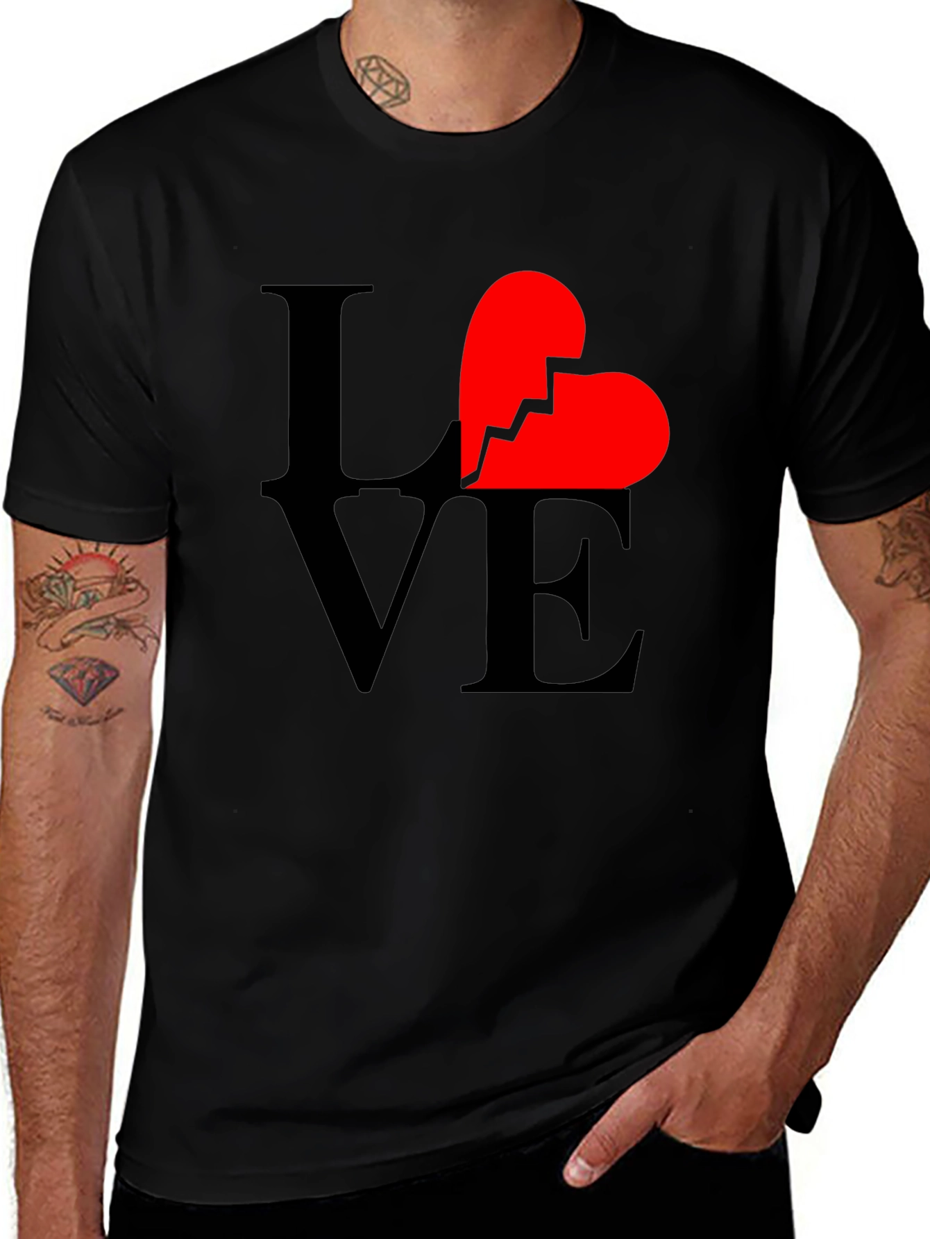 Variant 23 of Broken Heart Love Graphic T-Shirt - Unisex Black Tee