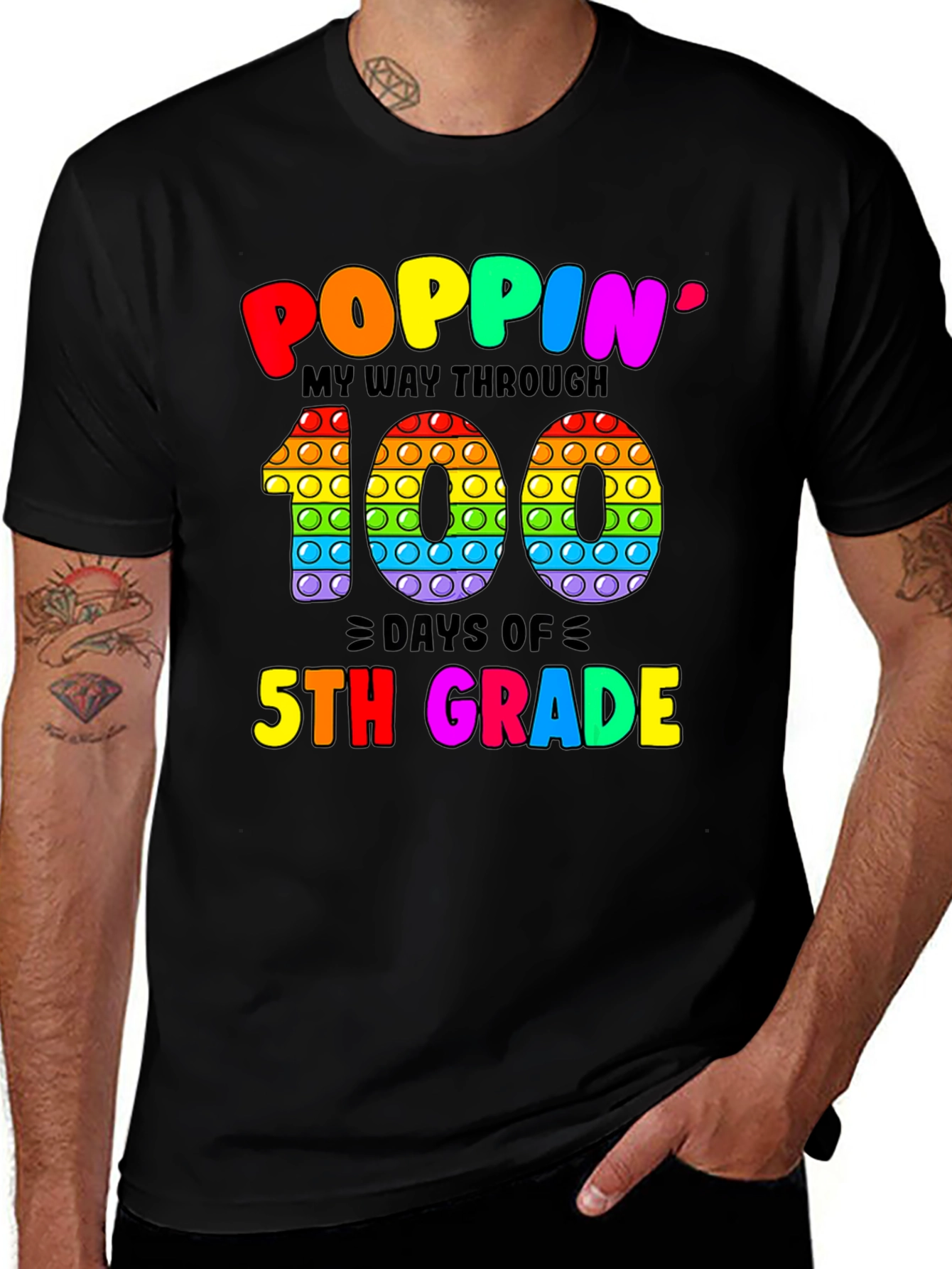 Poppin' My Way Through 100 Days of 5th Grade T-Shirt