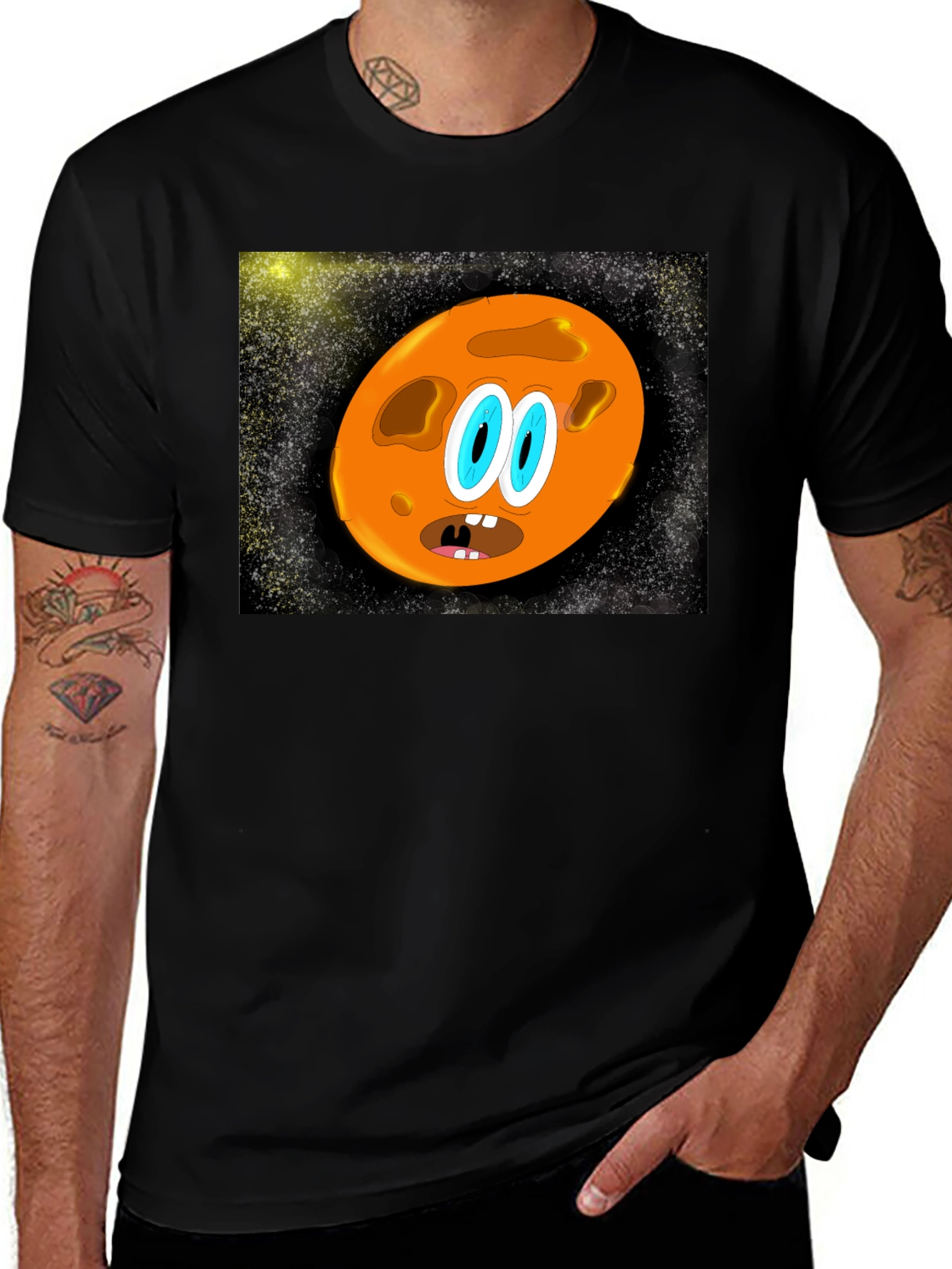 Variant 6 of Cartoon Planet Graphic T-Shirt - Black