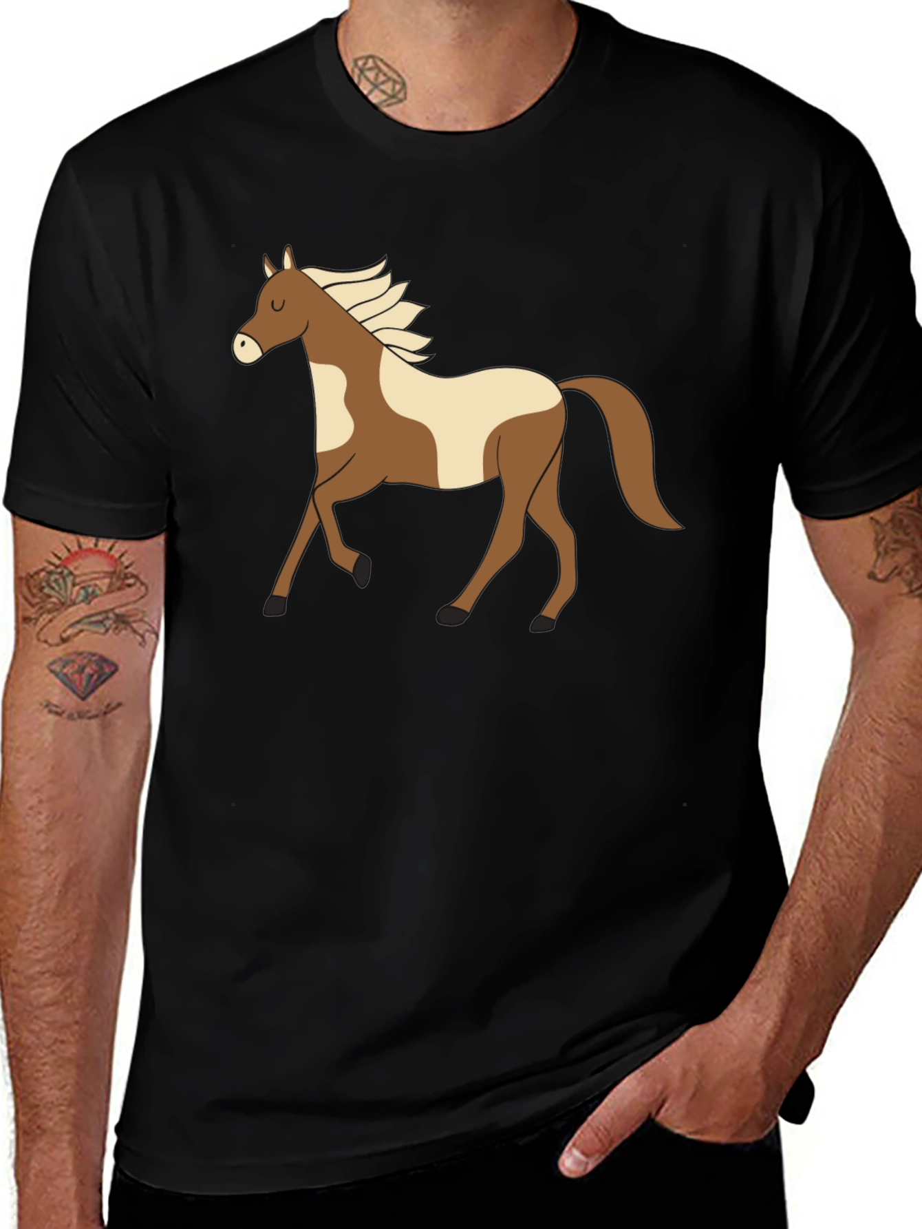 Variant 19 of Horse Graphic Black T-Shirt